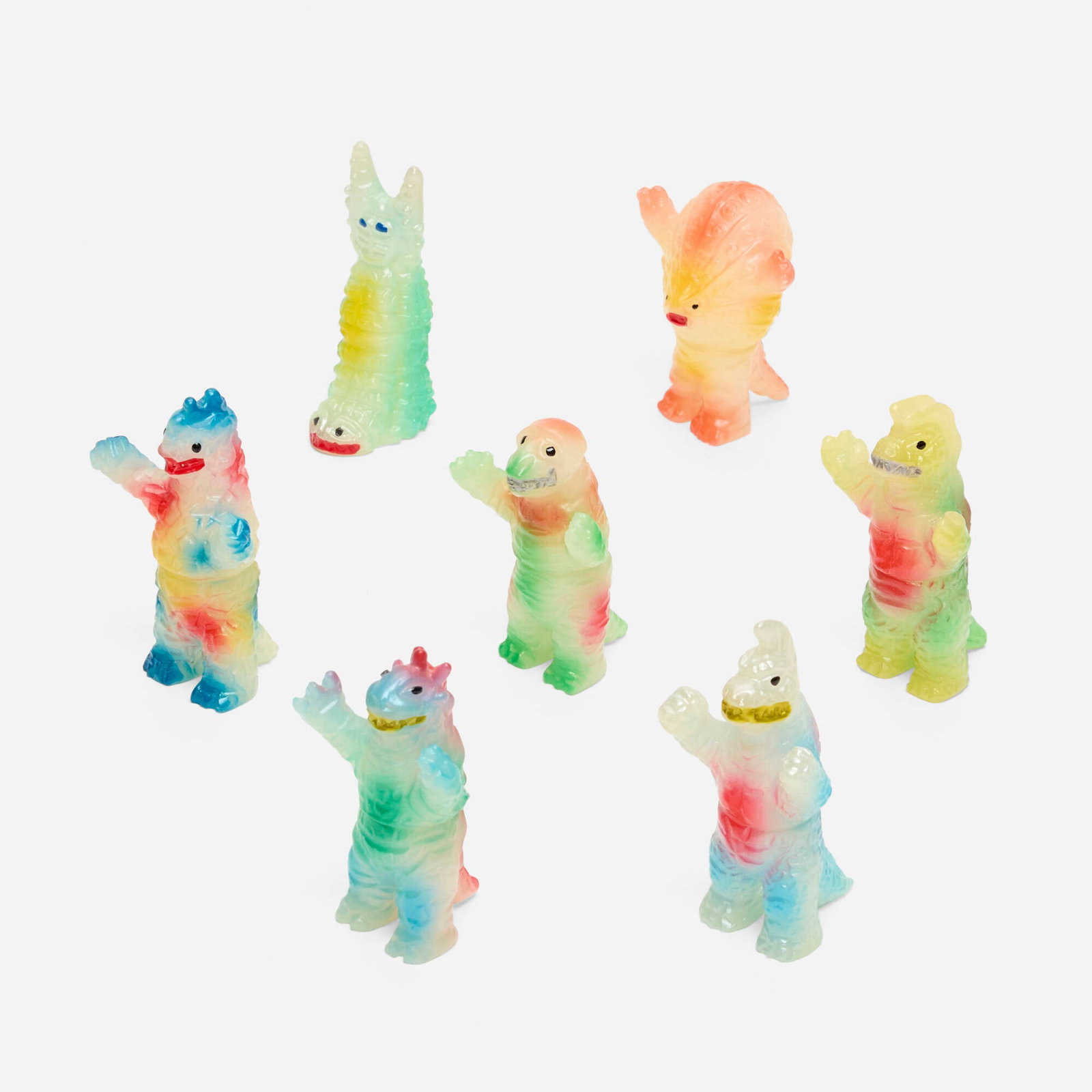 Butanohana Ultraman Kaiju Mini Vinyl Group: Butanohana Ultraman Kaiju Mini Vinyl Group Butanohana Japan, c. 2010 2.5 h x 1.25 w x 1.125 d in (6 x 3 x 3 cm) Butanohana offered mini-sized, two-part vinyl figures of popular characters, released bo