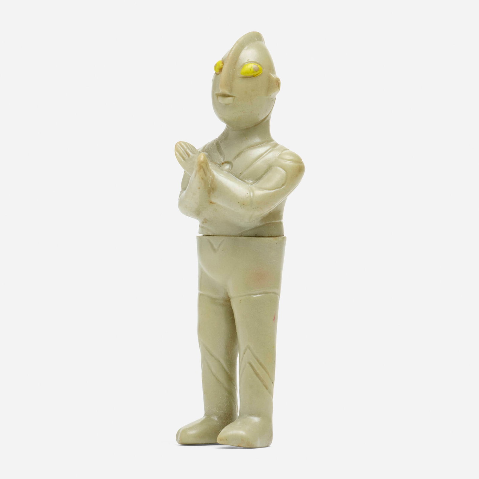Bullmark Ultraman Mini Vinyl: Bullmark Ultraman Mini Vinyl Bullmark Japan, c. 1970 4.5 h x 1.5 w x 1.5 d in (11 x 4 x 4 cm) Condition notes: Overall very good condition with minimal scattered paint rubs This work will ship from Mi