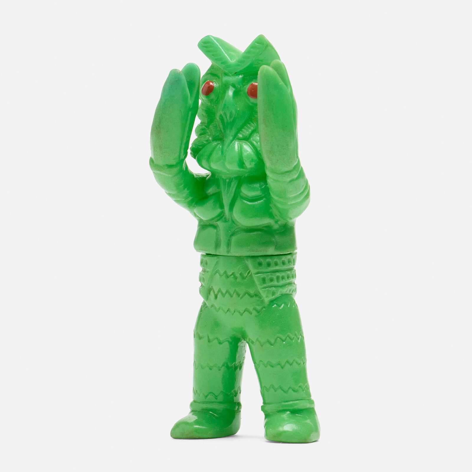 Bullmark Ultraman Baltan Mini Vinyl: Bullmark Ultraman Baltan Mini Vinyl Bullmark Japan, c. 1970 4 h x 1.75 w x 1.75 d in (10 x 4 x 4 cm) Condition notes: Overall very good condition with minimal scattered paint rubs. This work will ship