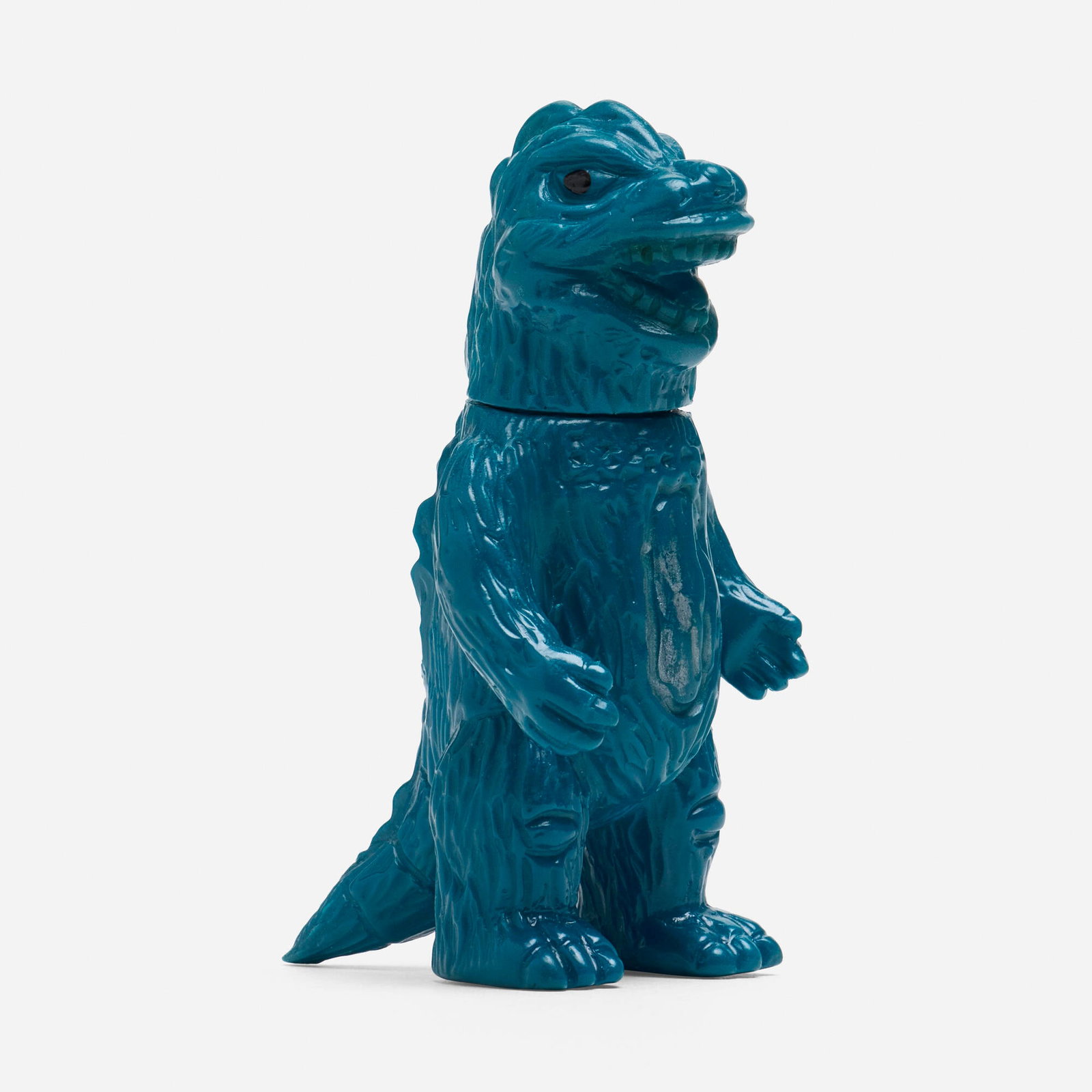 Bullmark Toho Godzilla Mini Vinyl Four Finger Variant: Bullmark Toho Godzilla Mini Vinyl Four Finger Variant Bullmark Japan, c. 1970 4 h x 2 w x 2.5 d in (10 x 5 x 6 cm) Condition notes: Overall very good condition with minimal scattered paint rubs. Four 