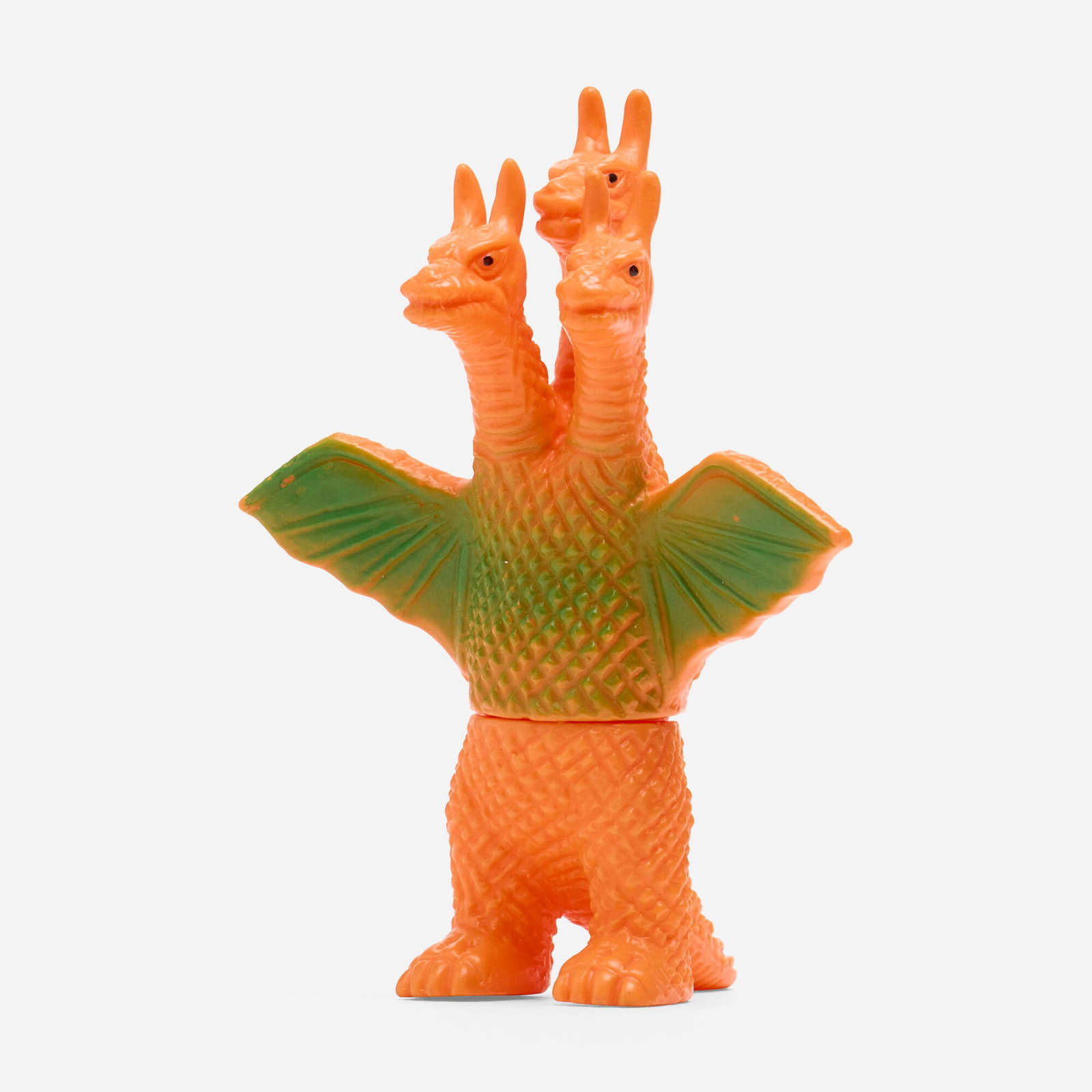 Bullmark Toho King Ghidorah Mini Vinyl: Bullmark Toho King Ghidorah Mini Vinyl Bullmark Japan, c. 1970 4 h x 3 w x 2.5 d in (10 x 8 x 6 cm) Condition notes: Overall very good condition with minimal scattered paint rubs. This work will ship