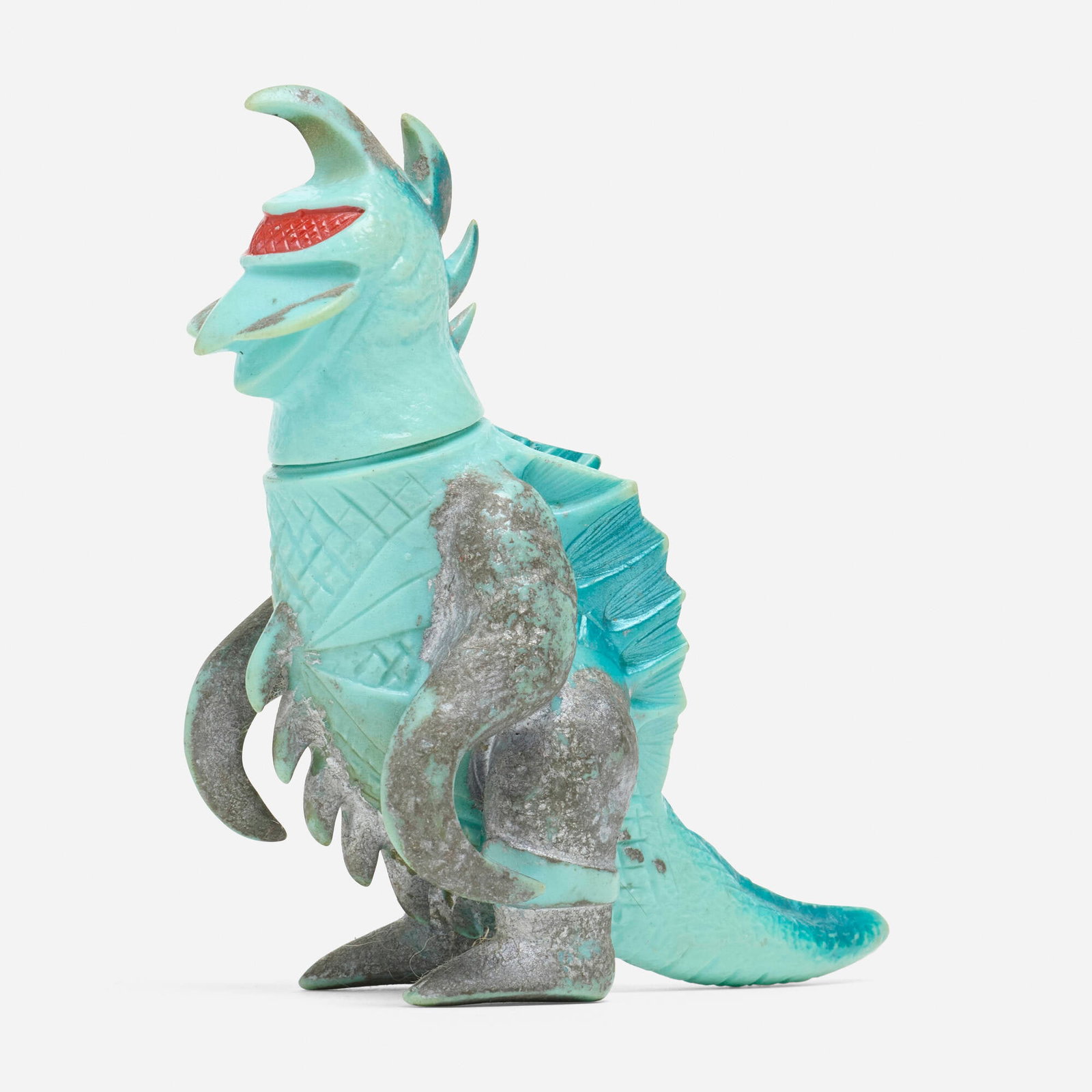 Bullmark Toho Gigan Mini Vinyl: Bullmark Toho Gigan Mini Vinyl Bullmark Japan, c. 1970 4 h x 2 w x 4 d in (10 x 5 x 10 cm) Condition notes: Overall fair condition with moderate to severe scattered paint rubs . This is possibly repai