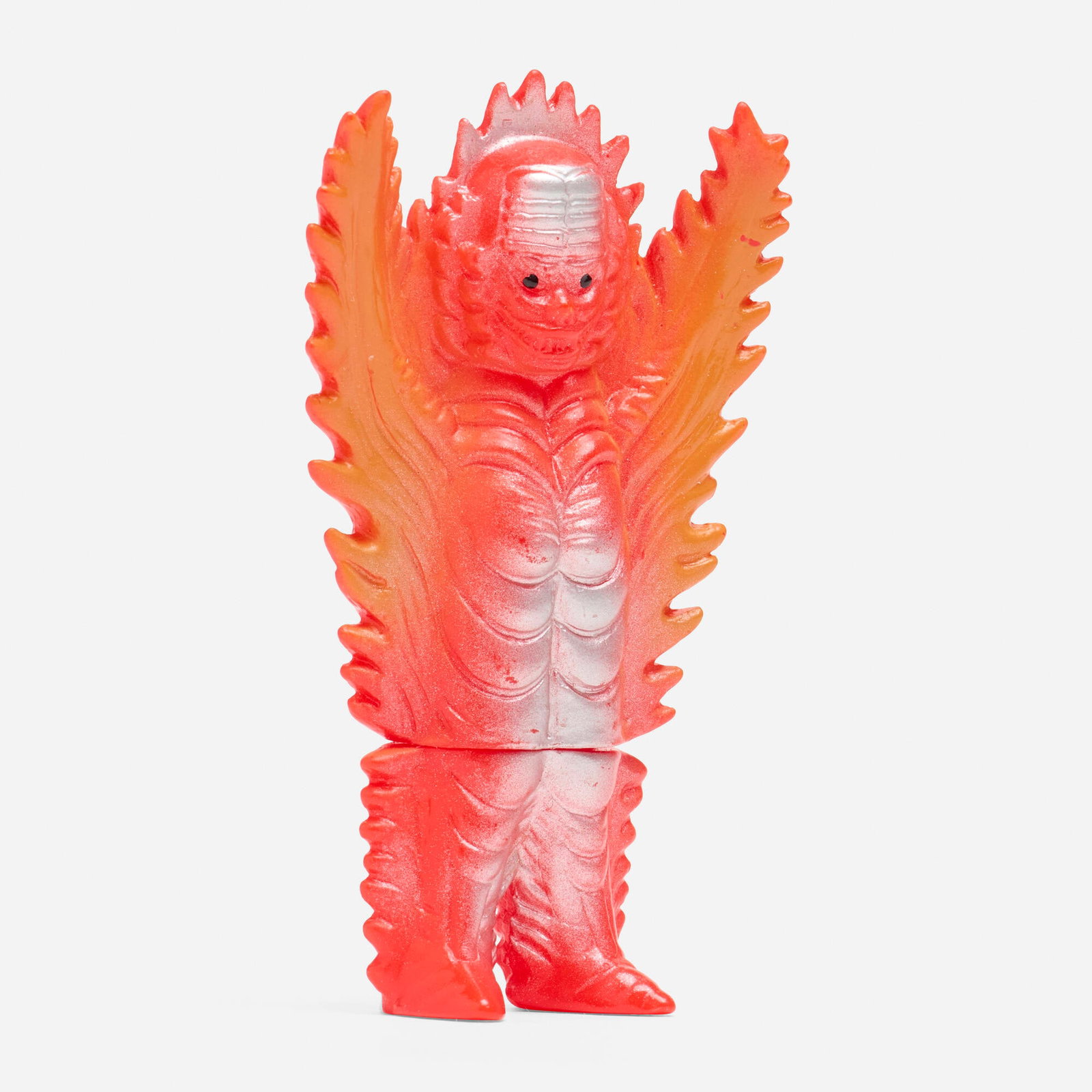 Bullmark Mirrorman Kitty Fire Mini Vinyl: Bullmark Mirrorman Kitty Fire Mini Vinyl Bullmark Japan, c. 1970 4 h x 2.5 w x 1.25 d in (10 x 6 x 3 cm) Condition notes: Overall very good condition with minimal scattered paint rubs. This work will