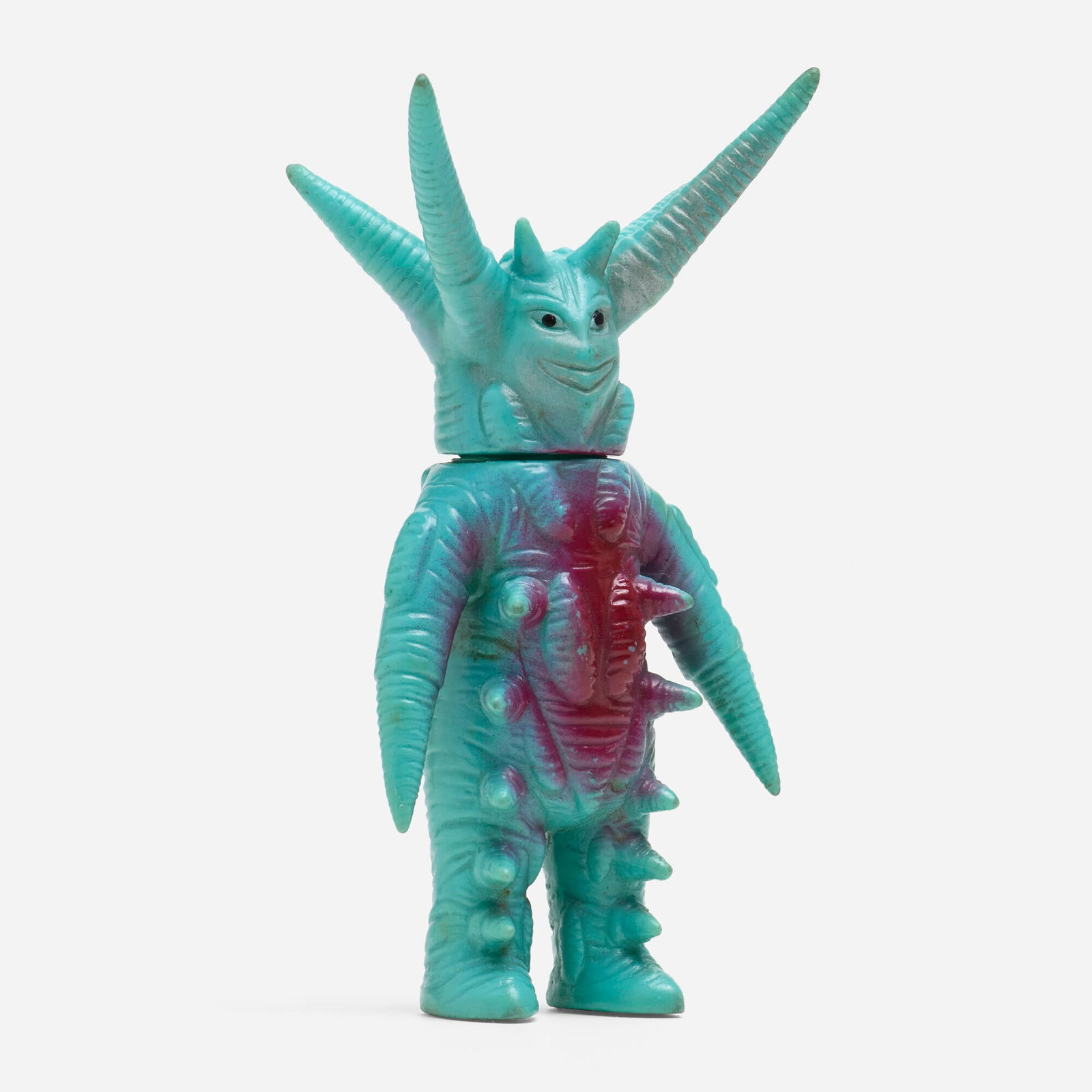 Tsuburaya Enterprise Mirrorman Darkron Mini Vinyl: Tsuburaya Enterprise Mirrorman Darkron Mini Vinyl Enterprise Japan, c. 1970 4.5 h x 2.75 w x 1.75 d in (11 x 7 x 4 cm) Condition notes: Overall very good condition with minimal scattered paint rubs. T