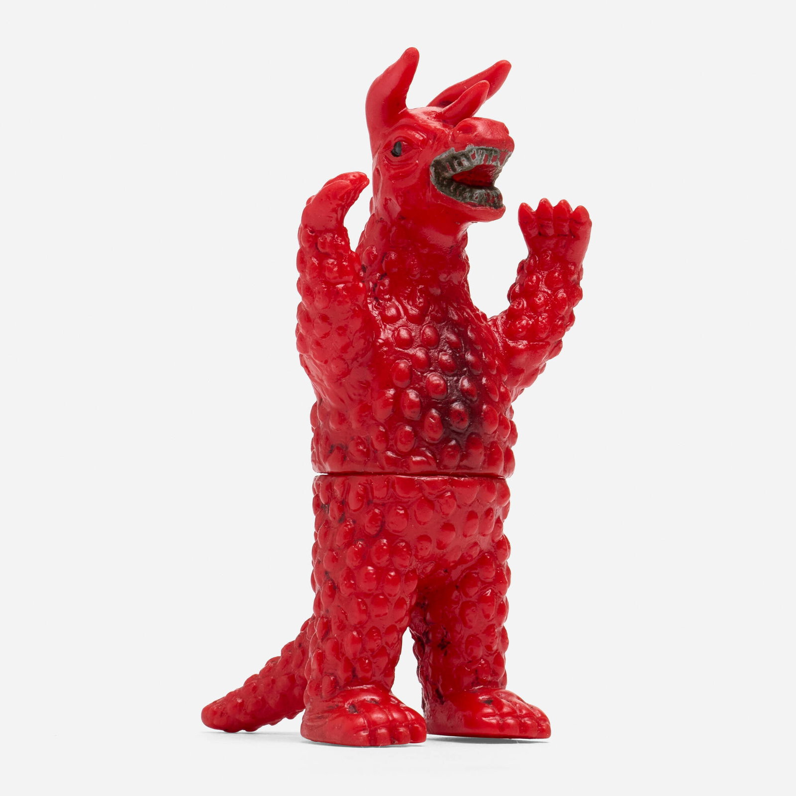 Bullmark Magma Taishi Jigira Mini Vinyl: Bullmark Magma Taishi Jigira Mini Vinyl Bullmark Japan, c. 1970 4 h x 2 w x 2.25 d in (10 x 5 x 6 cm) Condition notes: Overall very good condition with minimal scattered paint rubs. This work will shi
