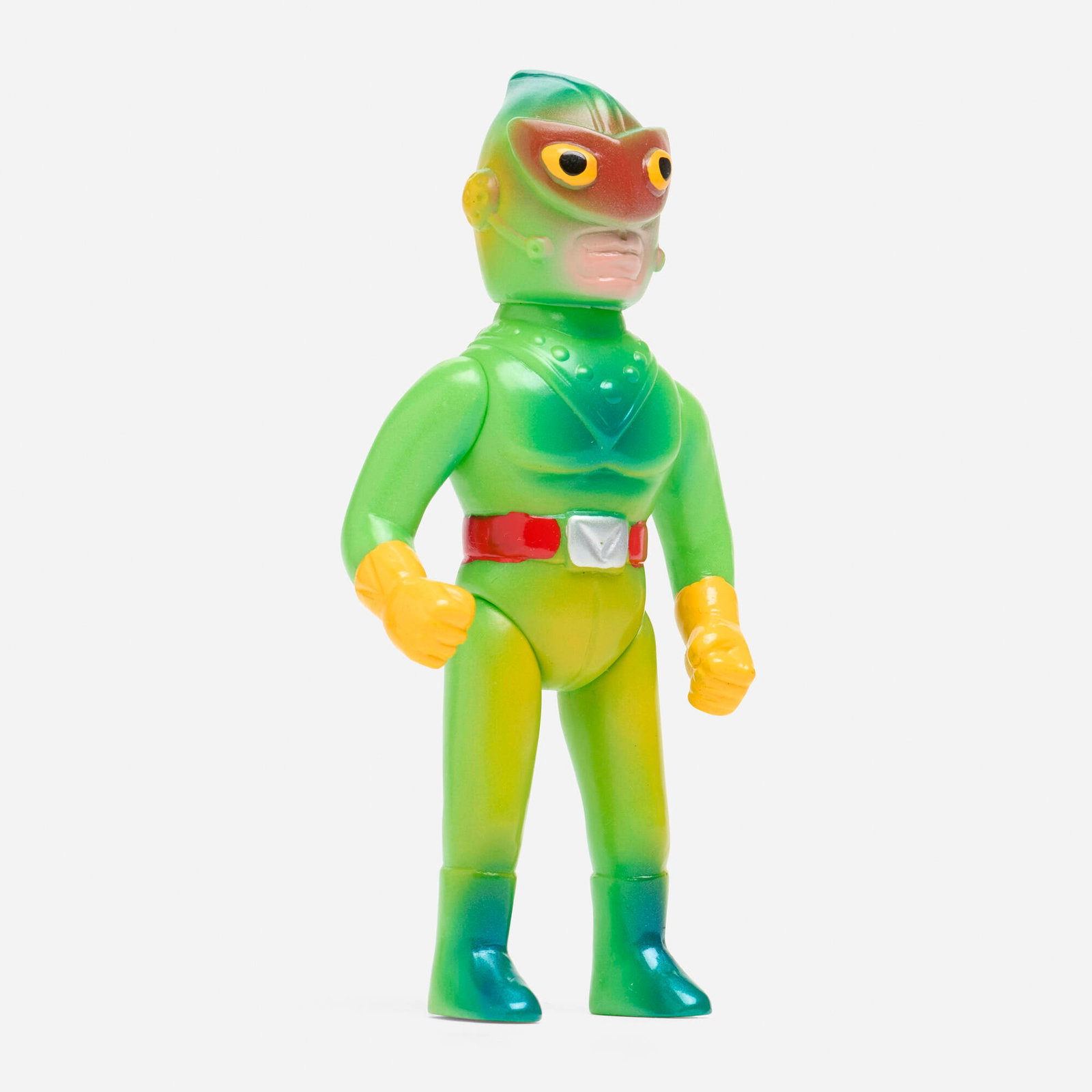 Butanohana Thunder Mask Medium Vinyl: Butanohana Thunder Mask Medium Vinyl Butanohana Japan, c. 2010 5.25 h x 2.5 w x 1.5 d in (13 x 6 x 4 cm) Condition notes: Overall very good condition. Non working has good stickers and antenna. This w