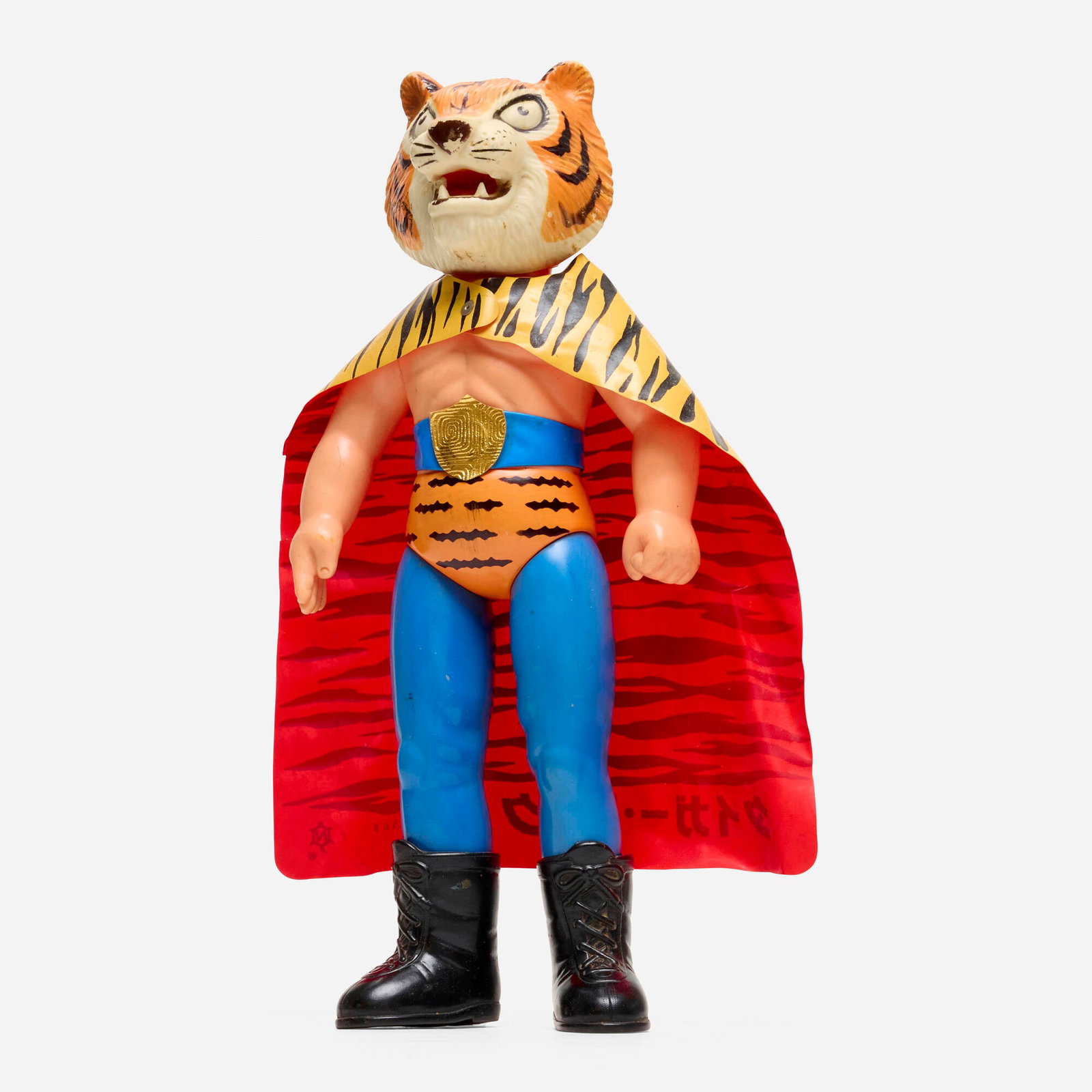 Nakajima Tiger Mask Giant Vinyl: Nakajima Tiger Mask Giant Vinyl Nakajima Japan, c. 1970 15.25 h x 9.75 w x 2.5 d in (39 x 25 x 6 cm) Condition notes: Overall very good condition with minimal scattered paint rubs. This work will ship
