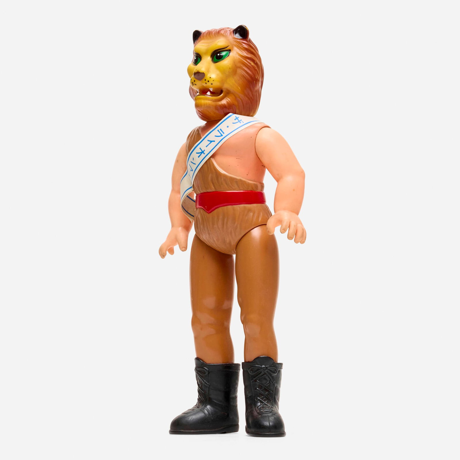 Nakajima Tiger Mask Lion Man Giant Vinyl: Nakajima Tiger Mask Lion Man Giant Vinyl Nakajima Japan, c. 1970 15.5 h x 6.75 w x 2.75 d in (39 x 17 x 7 cm) Condition notes: Overall very good condition with minimal scattered paint rubs. This work