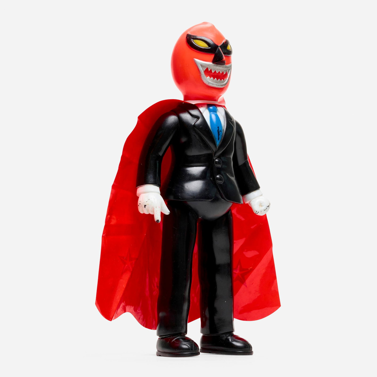 Nakajima Tiger Mask Mysterious Demon Giant Vinyl: Nakajima Tiger Mask Mysterious Demon Giant Vinyl Nakajima Japan, c. 1970 15.25 h x 11.75 w x 2.75 d in (39 x 30 x 7 cm) Condition notes: Overall good condition withmoderate scattered paint rubs and wi