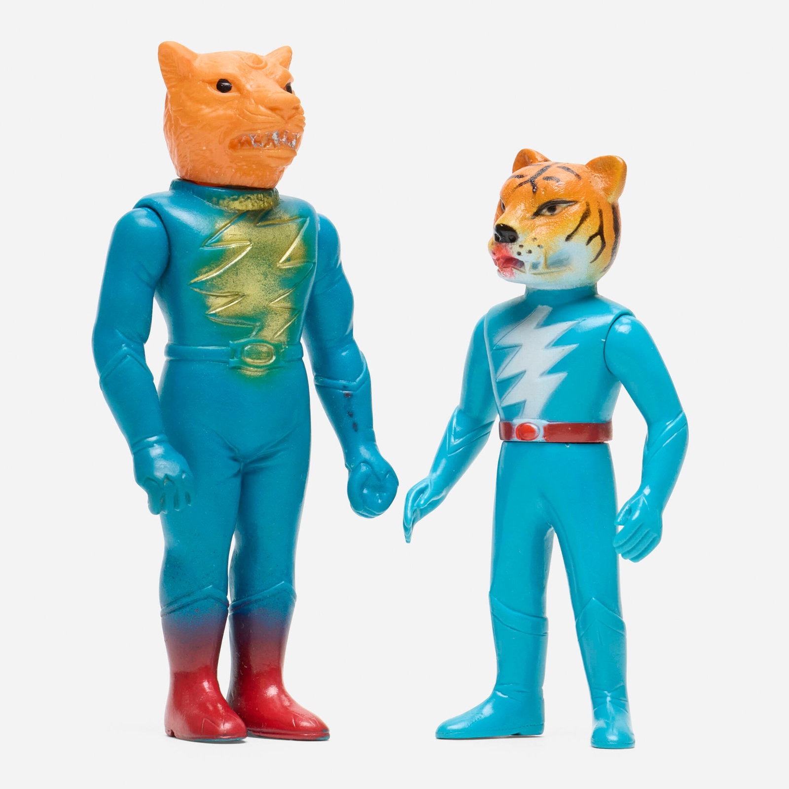 Pachi and Bullmark Tiger 7 Mini Vinyl Group: Pachi and Bullmark Tiger 7 Mini Vinyl Group Bullmark Japan, c. 1970 6 h x 2.75 w x 1.5 d in (15 x 7 x 4 cm) 5 h x 2.5 w x 1 d in (13 x 6 x 3 cm) Condition notes: Overall good cosntiion. Pachi version 