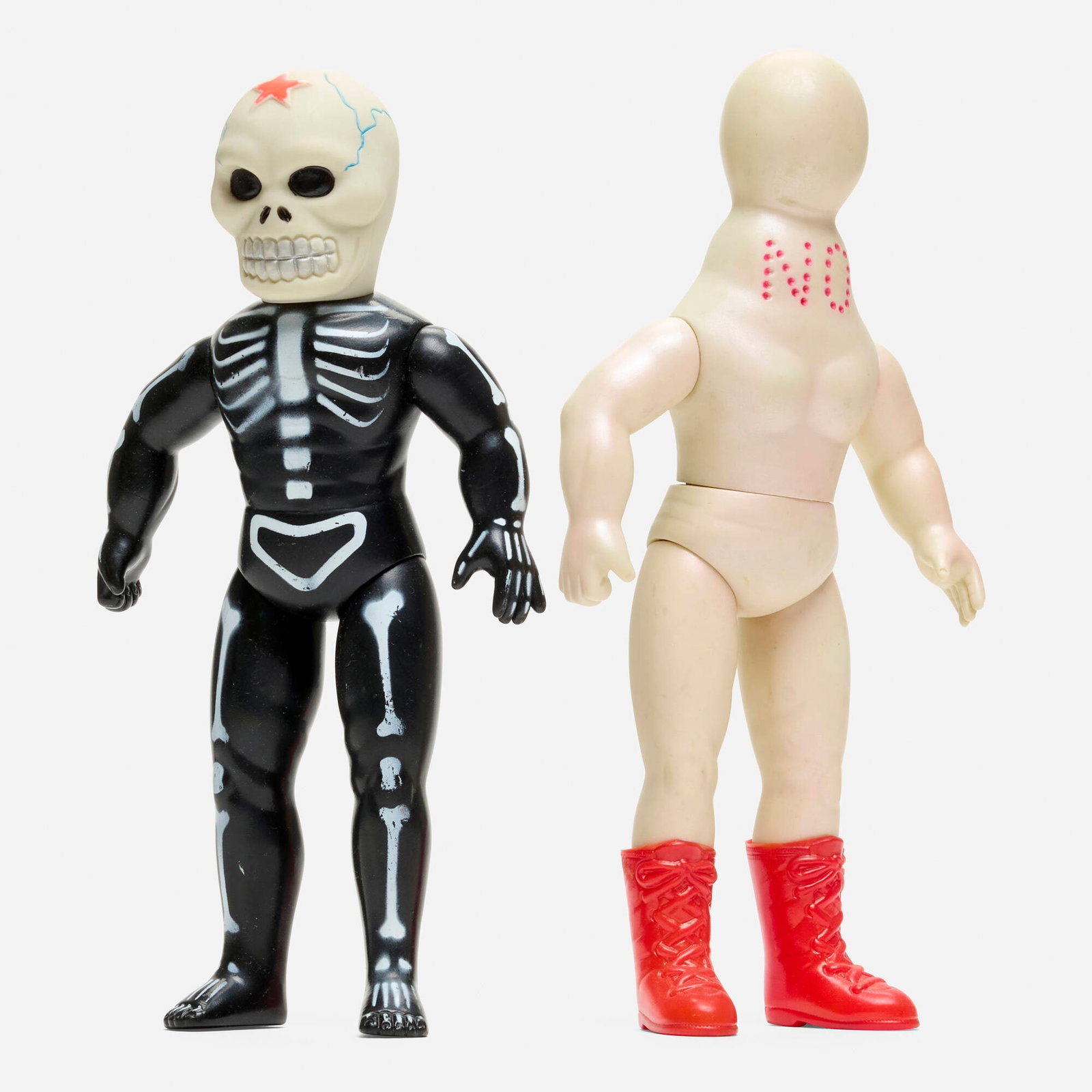 Nakajima Tiger Mask Skull Star and Mr. No Standard Vinyl: Nakajima Tiger Mask Skull Star and Mr. No Standard Vinyl Nakajima Japan, c. 1970 10.25 h x 5 w x 2 d in (26 x 13 x 5 cm) 10.5 h x 5 w x 1.75 d in (27 x 13 x 4 cm) Condition notes: Overall very good co