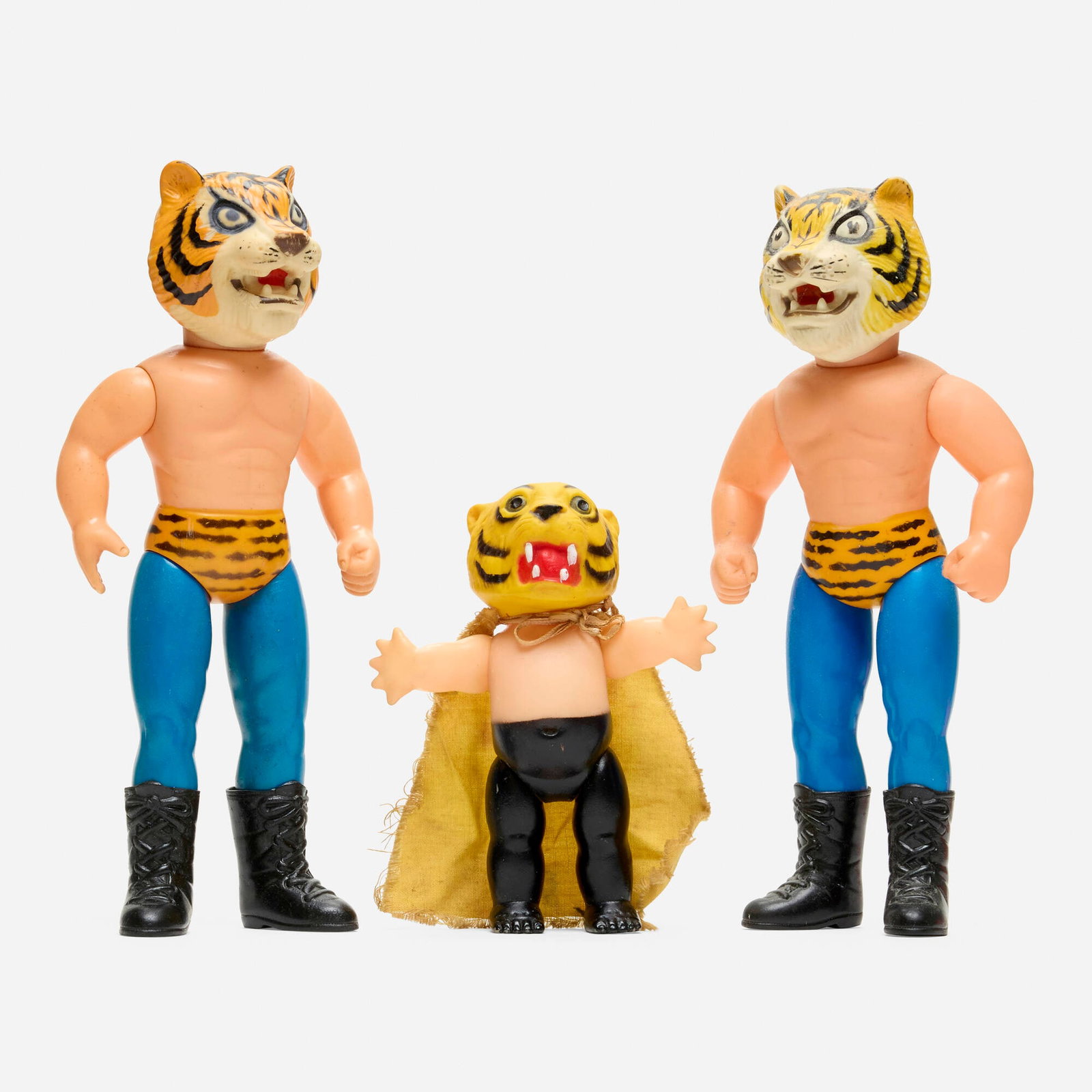 Nakajima Tiger Mask Vinyl Group: Nakajima Tiger Mask Vinyl Group 10.25 h x 4.75 w x 2.75 d in (26 x 12 x 7 cm) 10 h x 4.75 w x 2.75 d in (25 x 12 x 7 cm) 6 h x 4.75 w x 2.75 d in (15 x 12 x 7 cm) This work will ship from Millville, M