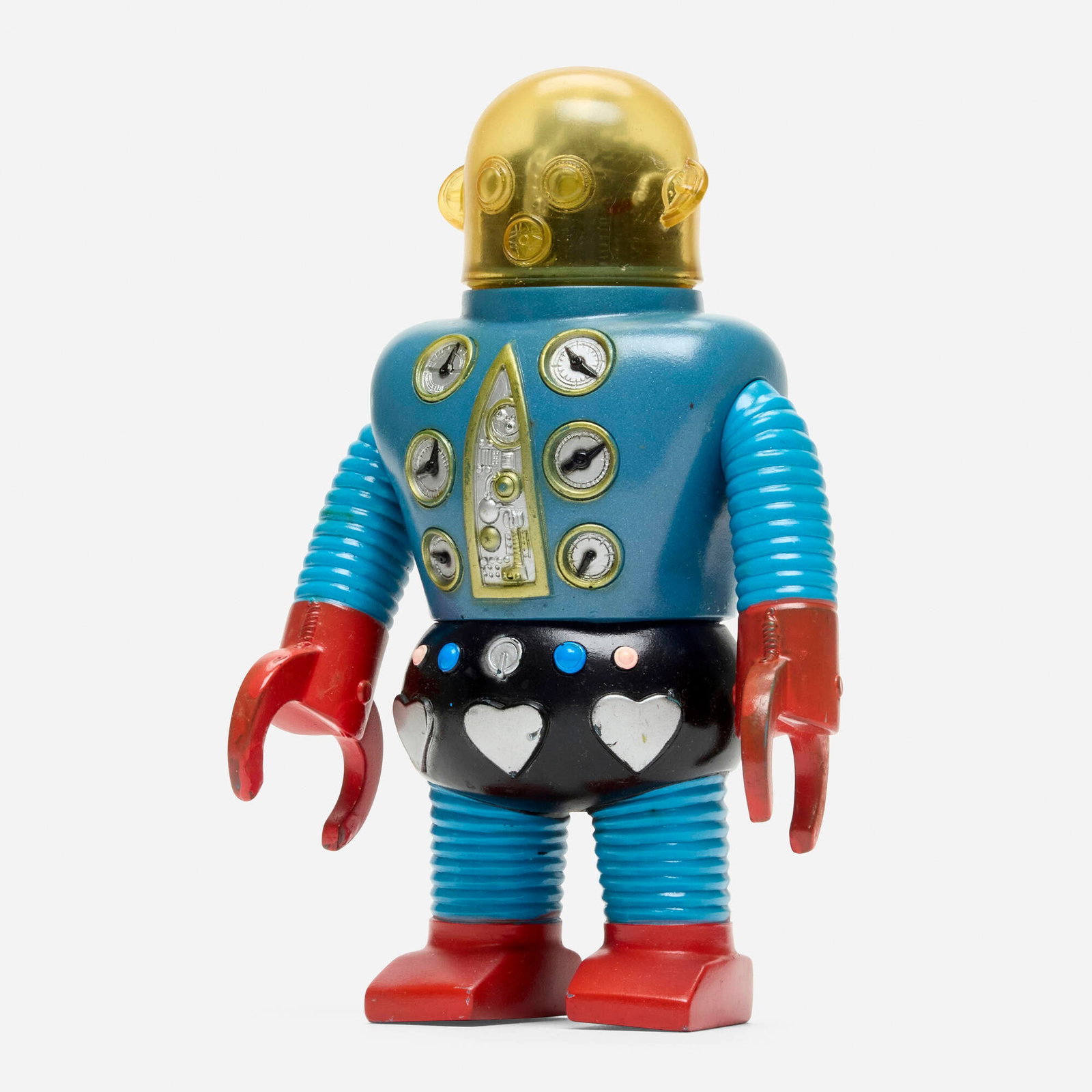 Bandai Ganbare!! Robocon Robo Mecha Medium Vinyl: Bandai Ganbare!! Robocon Robo Mecha Medium Vinyl Bandai Japan, c. 1970 6.75 h x 4.25 w x 2.5 d in (17 x 11 x 6 cm) Condition notes: Overall very good condition with minimal scattered paint rubs. This