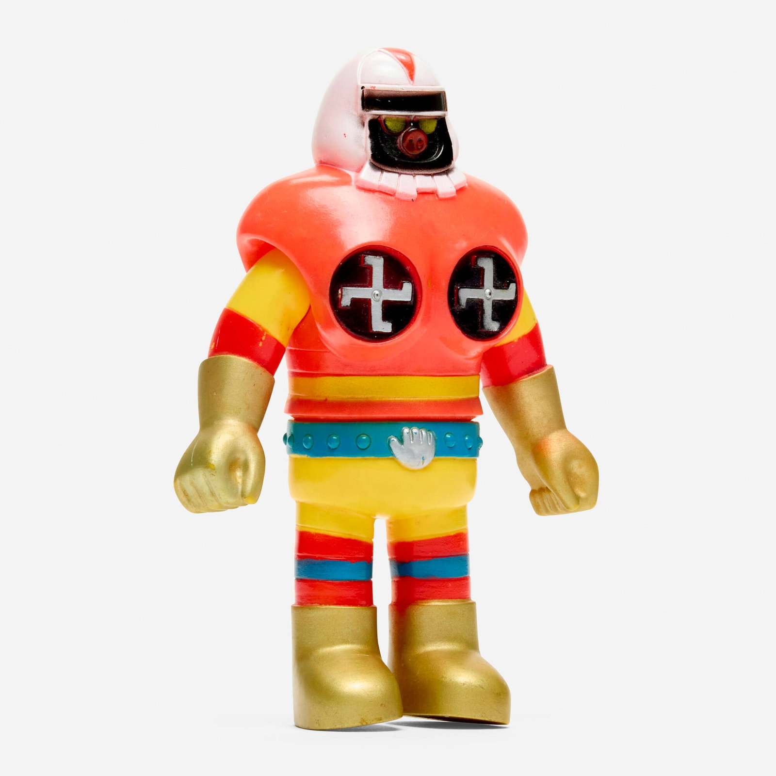 Bandai Ganbare!! Robocon Robo Waru Medium Vinyl: Bandai Ganbare!! Robocon Robo Waru Medium Vinyl Bandai Japan, c. 1970 6.5 h x 4.25 w x 1.75 d in (17 x 11 x 4 cm) Condition notes: Overall very good condition with minimal scattered paint rubs. This