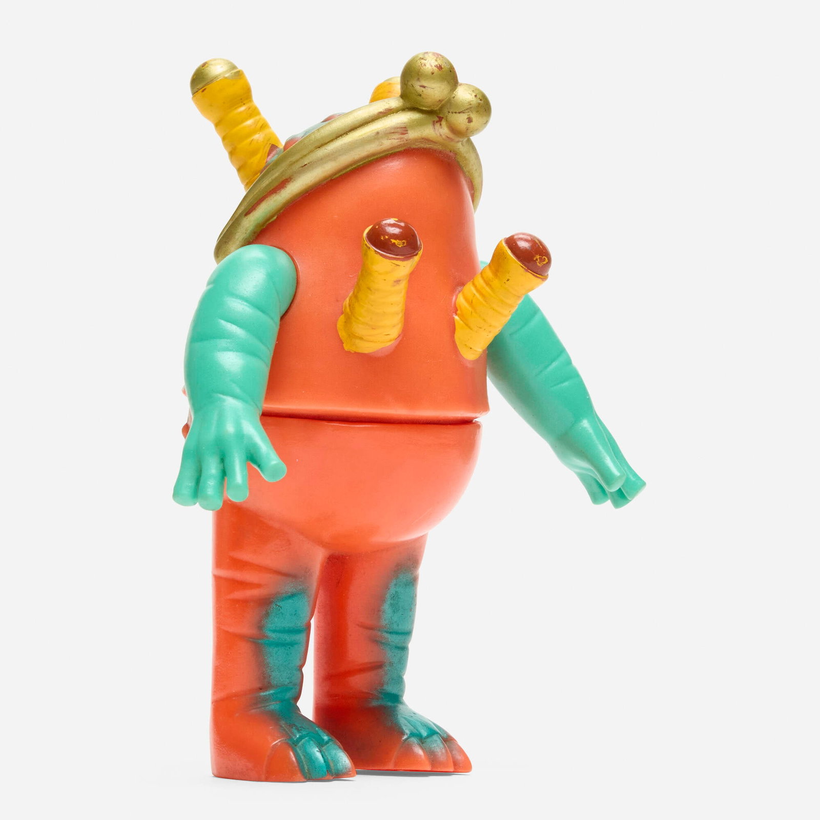 Bandai Ganbare!! Robocon Robo Dro Medium Vinyl: Bandai Ganbare!! Robocon Robo Dro Medium Vinyl Bandai Japan, c. 1970 6.25 h x 5 w x 3.5 d in (16 x 13 x 9 cm) Condition notes: Overall very good condition with minimal scattered paint rubs. This work