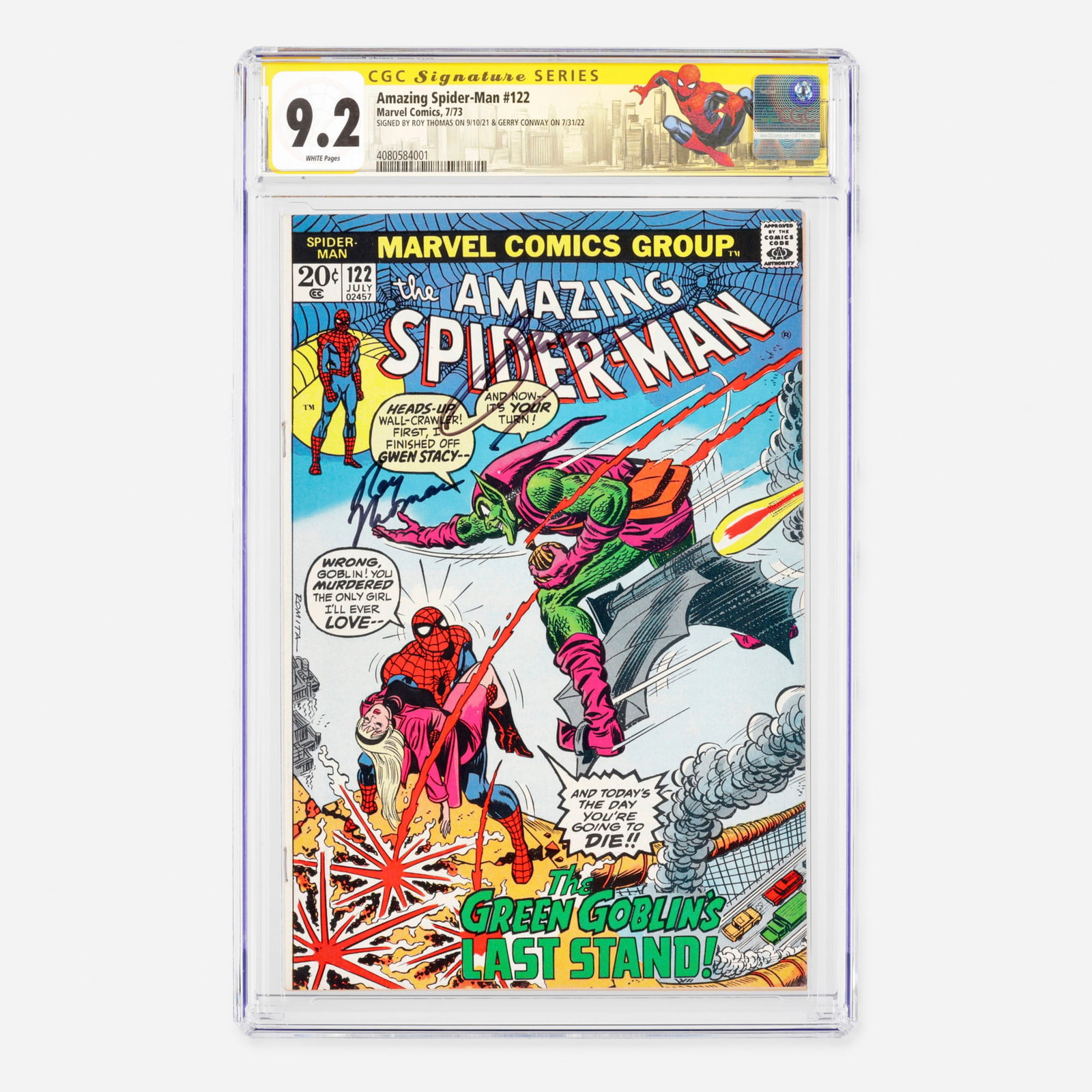 Marvel Comics Amazing Spider-Man #122 CGC 9.2 Signature Series Gerry Conway and Roy Thomas (1 of 2)