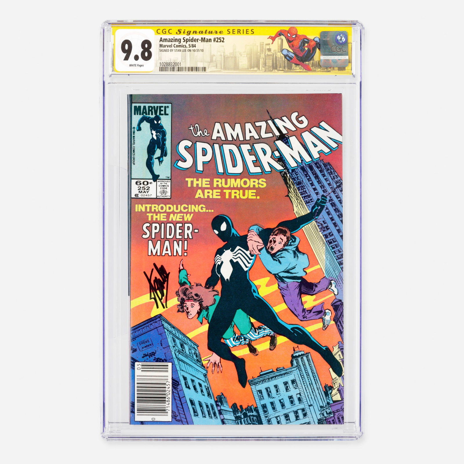 Marvel Comics Amazing Spider-Man #252 CGC 9.8 Signature Series Stan Lee: Marvel Comics Amazing Spider-Man #252 CGC 9.8 Signature Series Stan Lee USA, 1984 This Bronze Age milestone ties with Marvel Team-Up #141 for the first appearance of the black costume and features an 