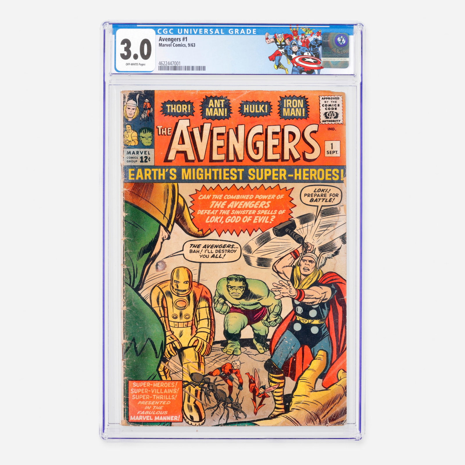 Marvel Comics Avengers #1 CGC 3.0: Marvel Comics Avengers #1 CGC 3.0 USA, 1963 Representing the classic Silver Age, this vintage issue captures the origin and first appearance of The Avengers, featuring early appearances by Loki, the F