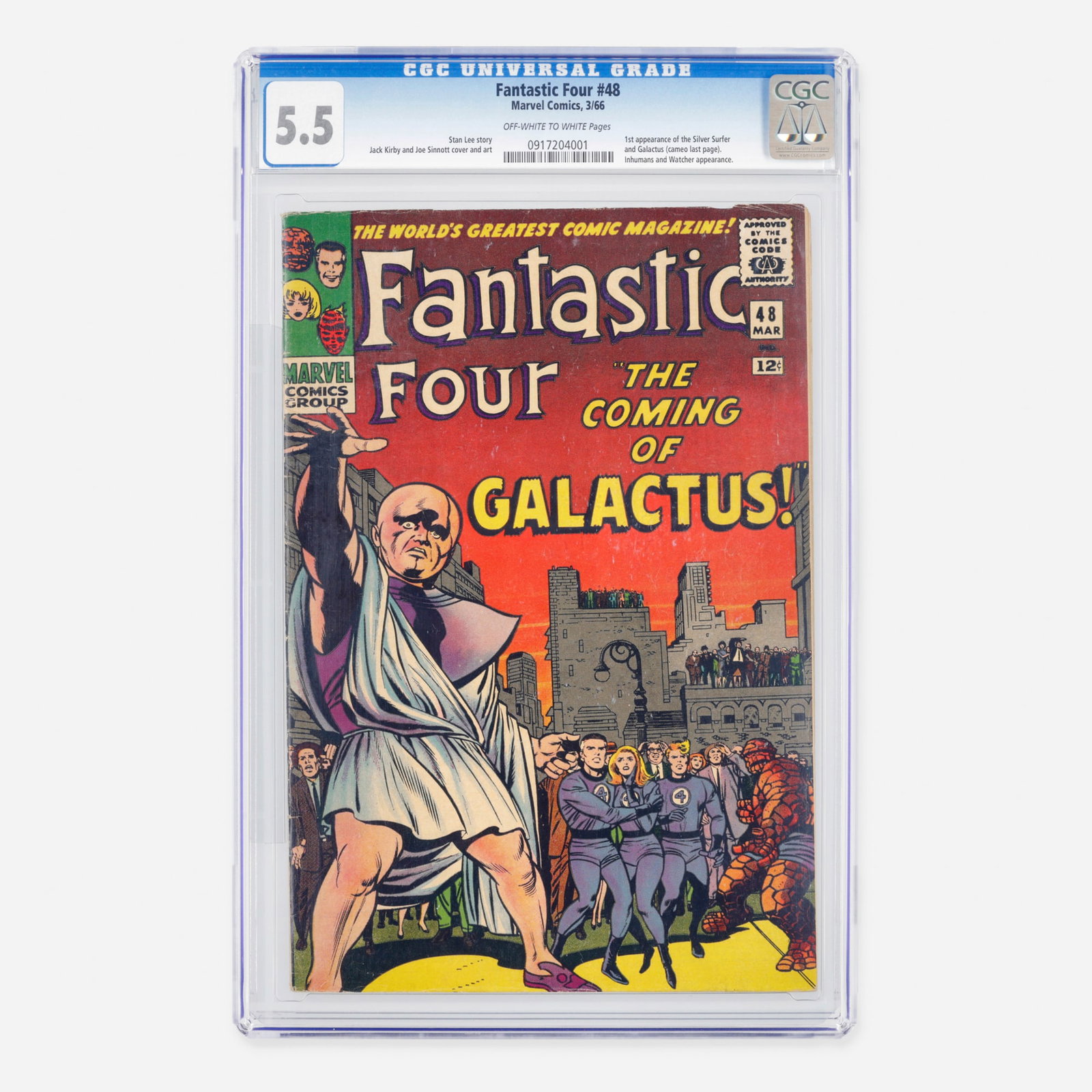 Marvel Comics Fantastic Four #48 CGC 5.5: Marvel Comics Fantastic Four #48 CGC 5.5 USA, 1966 Set in the Silver Age, this milestone issue features the first appearance of the Silver Surfer and Galactus (cameo on the last page), plus appearance