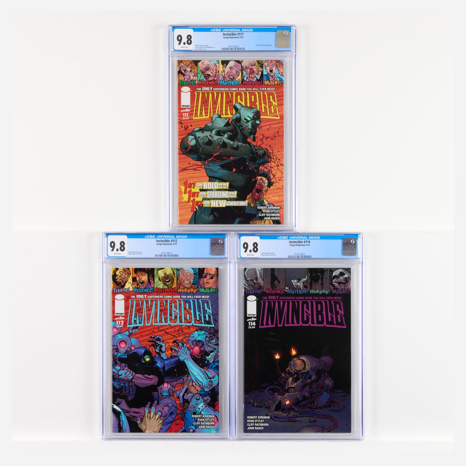 3 Image/Skybound Invincible #111, #112 and #114 CGC 9.8 Group (1 of 2)