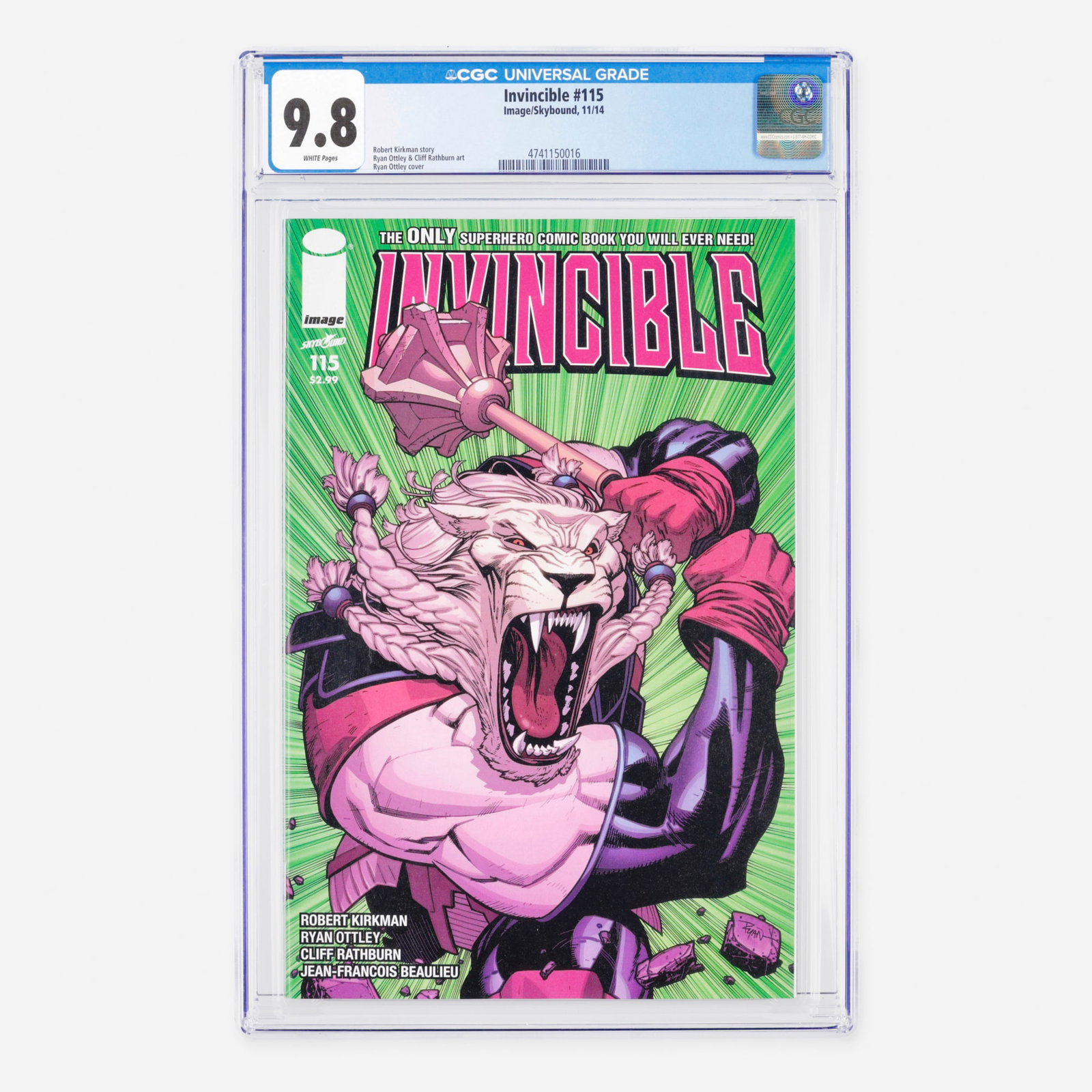 Image/Skybound Invincible #115 CGC 9.8: Image/Skybound Invincible #115 CGC 9.8 USA, 2014 This compelling Modern Age issue continues the high-stakes narrative of the long-running superhero epic. The gripping story is crafted by Robert Kirkma