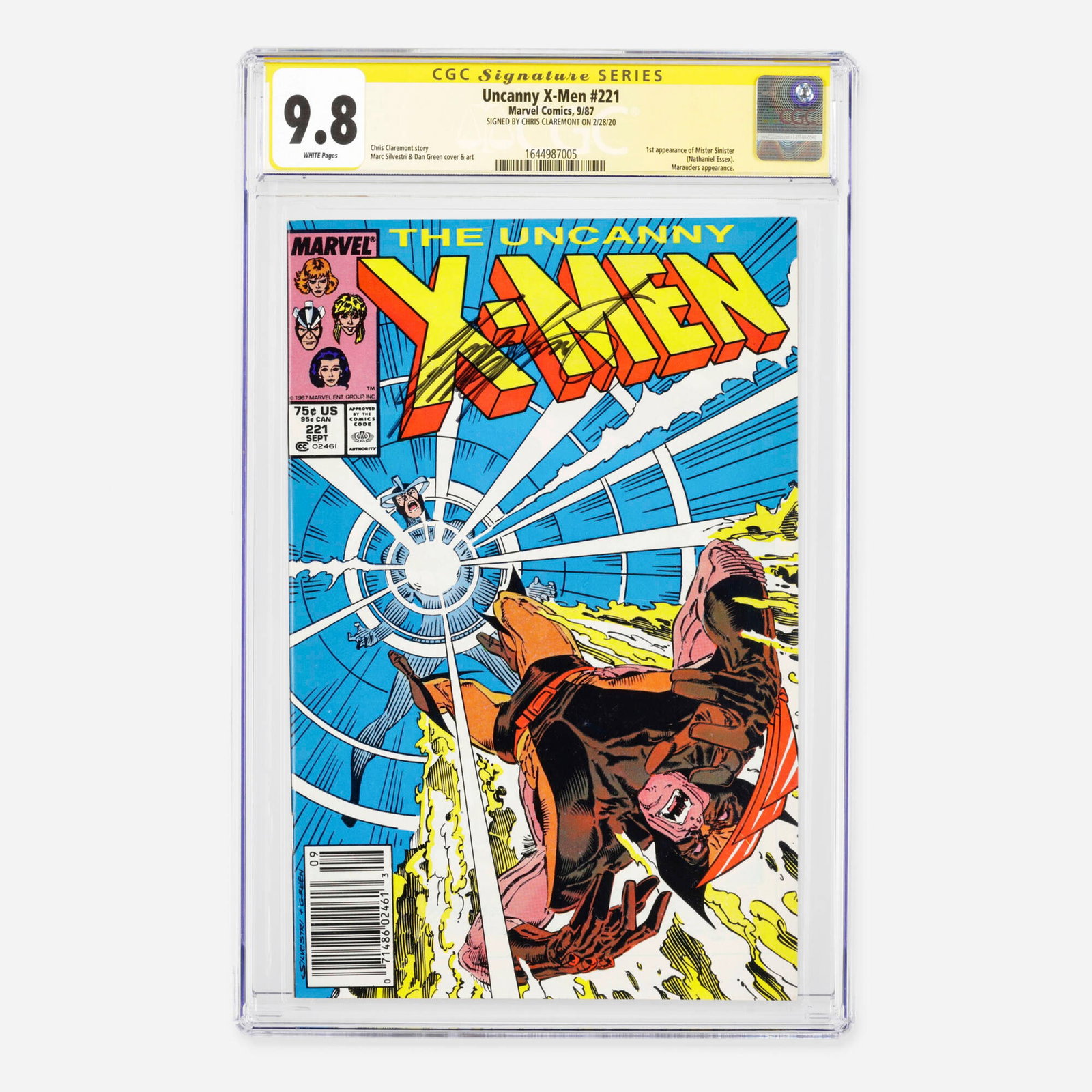 Marvel Comics Uncanny X-Men #221 CGC 9.8 Newsstand Signature Series Chris Claremont (1 of 2)