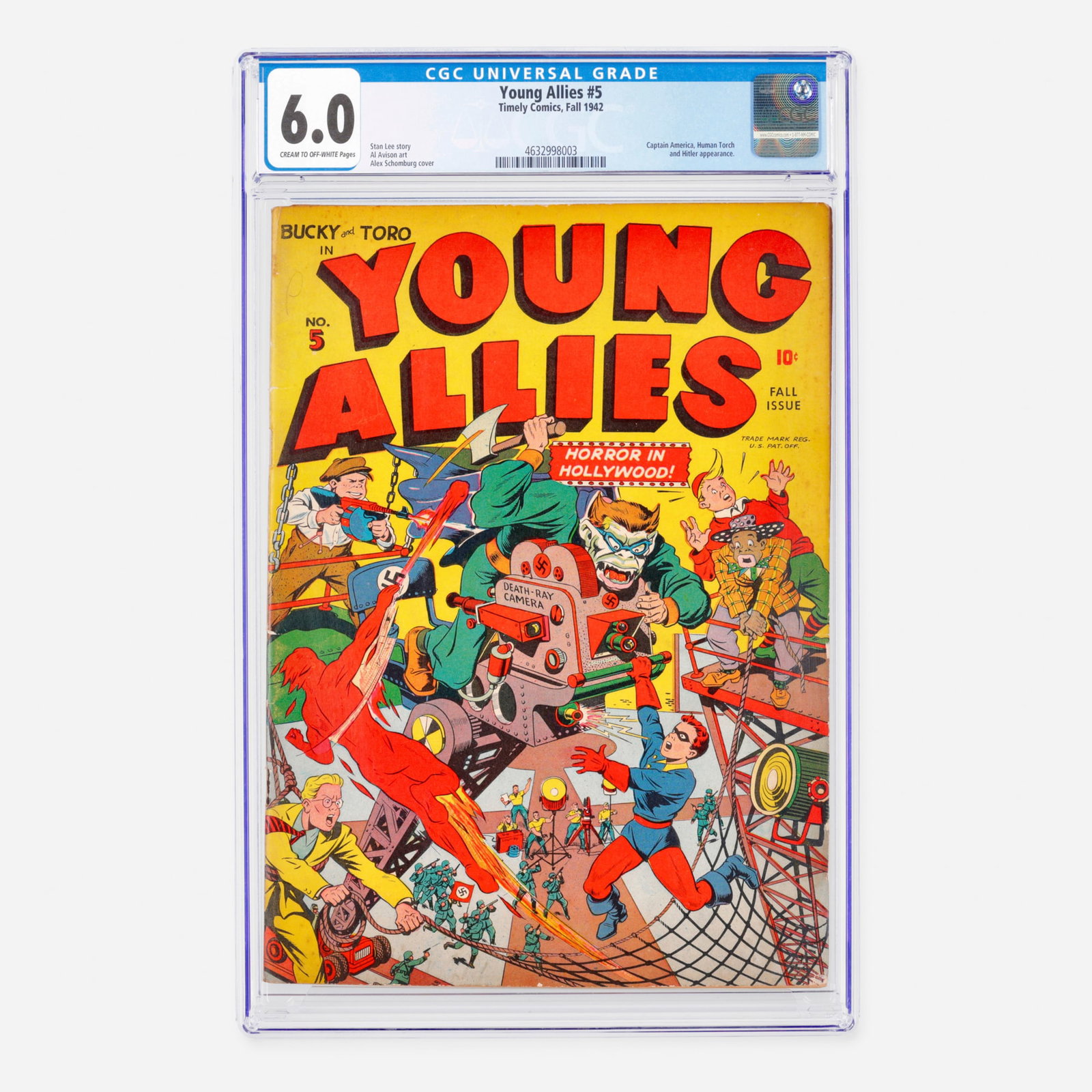 Timely Comics Young Allies #5 CGC 6.0: Timely Comics Young Allies #5 CGC 6.0 USA, 1942 This historic Golden Age war-era issue features key appearances by Captain America, the Human Torch, and Hitler. The action-packed story is scripted by 