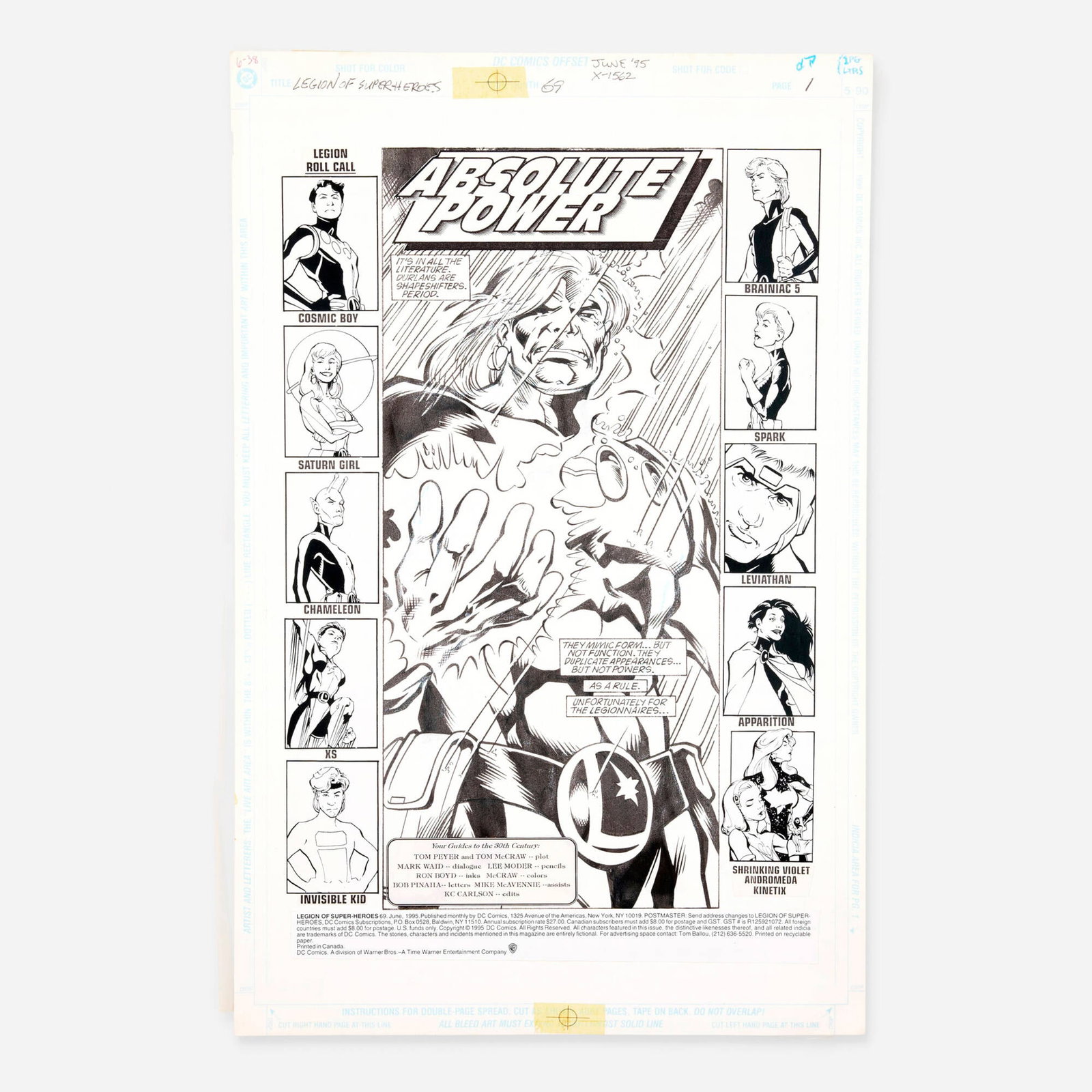 Lee Moder and Ron Boyd, Legion of Super-Heroes #69 Story Page 1 Original Art (DC Comics, 1995) (1 of 3)