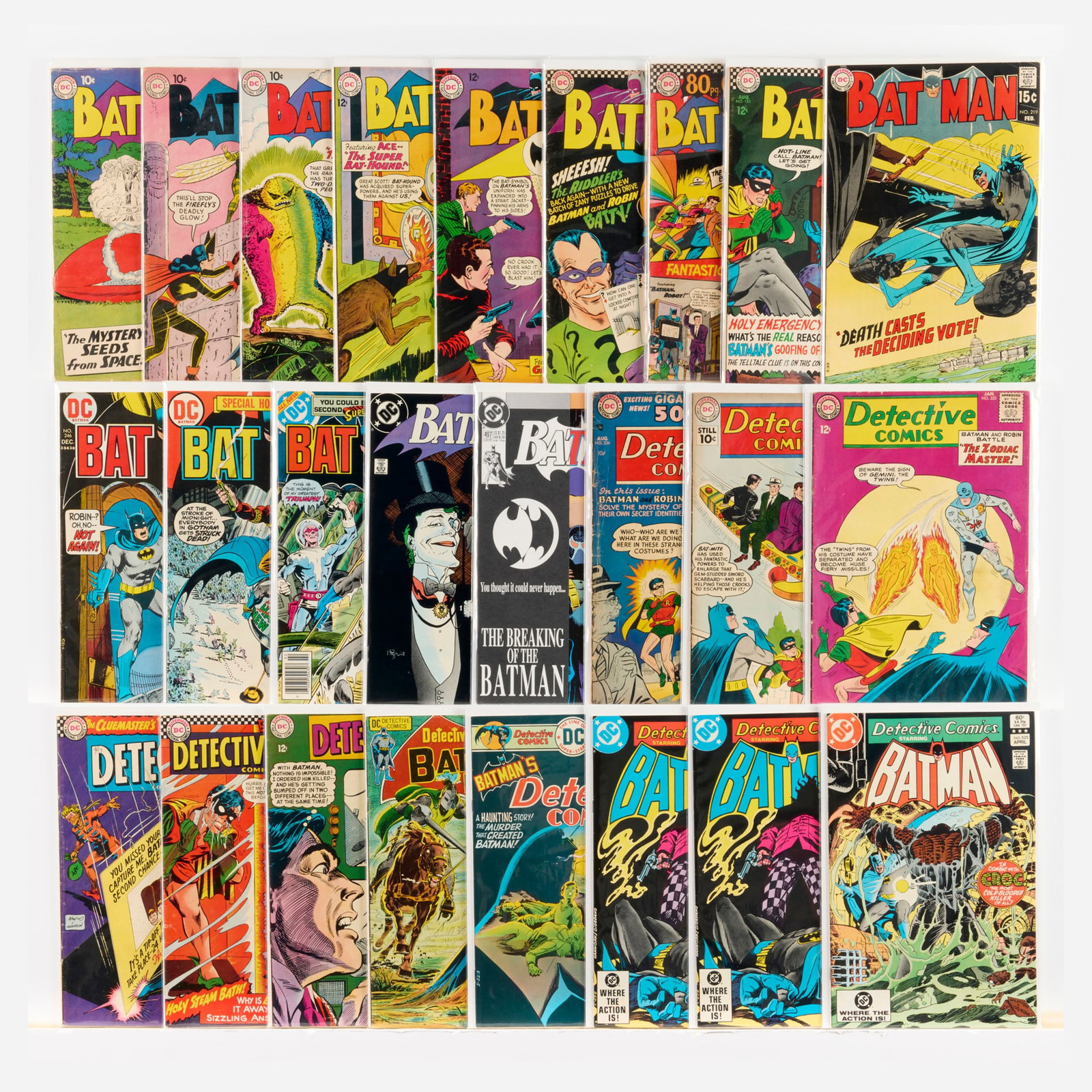 25 DC Comics Batman and Detective Comics Group: 25 DC Comics Batman and Detective Comics Group USA, 20th Century Group includes: DC Comics Batman #124 (4.0-6.0), #126, #134 (Grades range 3.0-5.0), #158, #170 (Grades range 5.0-7.0), #179 (3.0-3.5