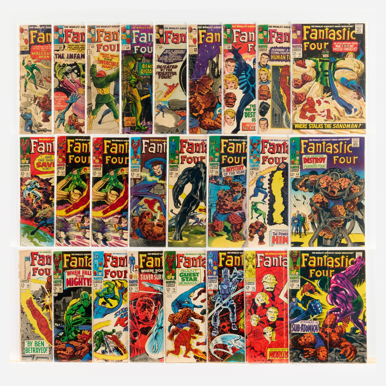 25 Marvel Comics Fantastic Four #20-#76 Group: 25 Marvel Comics Fantastic Four #20-#76 Group USA, 20th Century Group includes: Marvel Comics Fantastic Four #2 (Qualified 1.0), #24 (Qualified 1.0), #32 (1.0 cover split), #37 (Qualified 1.0), #38