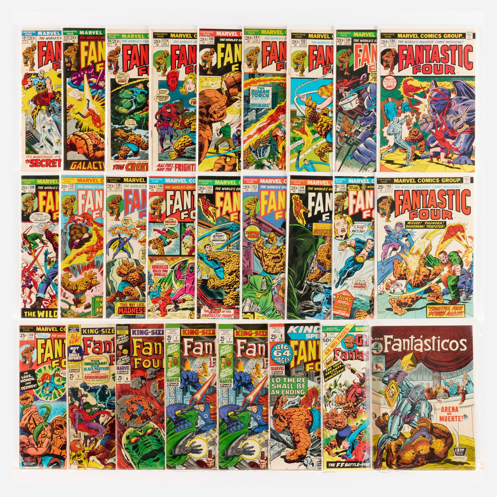 26 Marvel Comics Fantastic Four #120-#149 Group: 26 Marvel Comics Fantastic Four #120-#149 Group USA, 20th Century Group includes: Marvel Comic Fantastic Four #120 (Mexican Edition) (4.5-5.5), #121 (8.0), #122 (4.5-5.5), #126 (3.0), #129 (3.5),