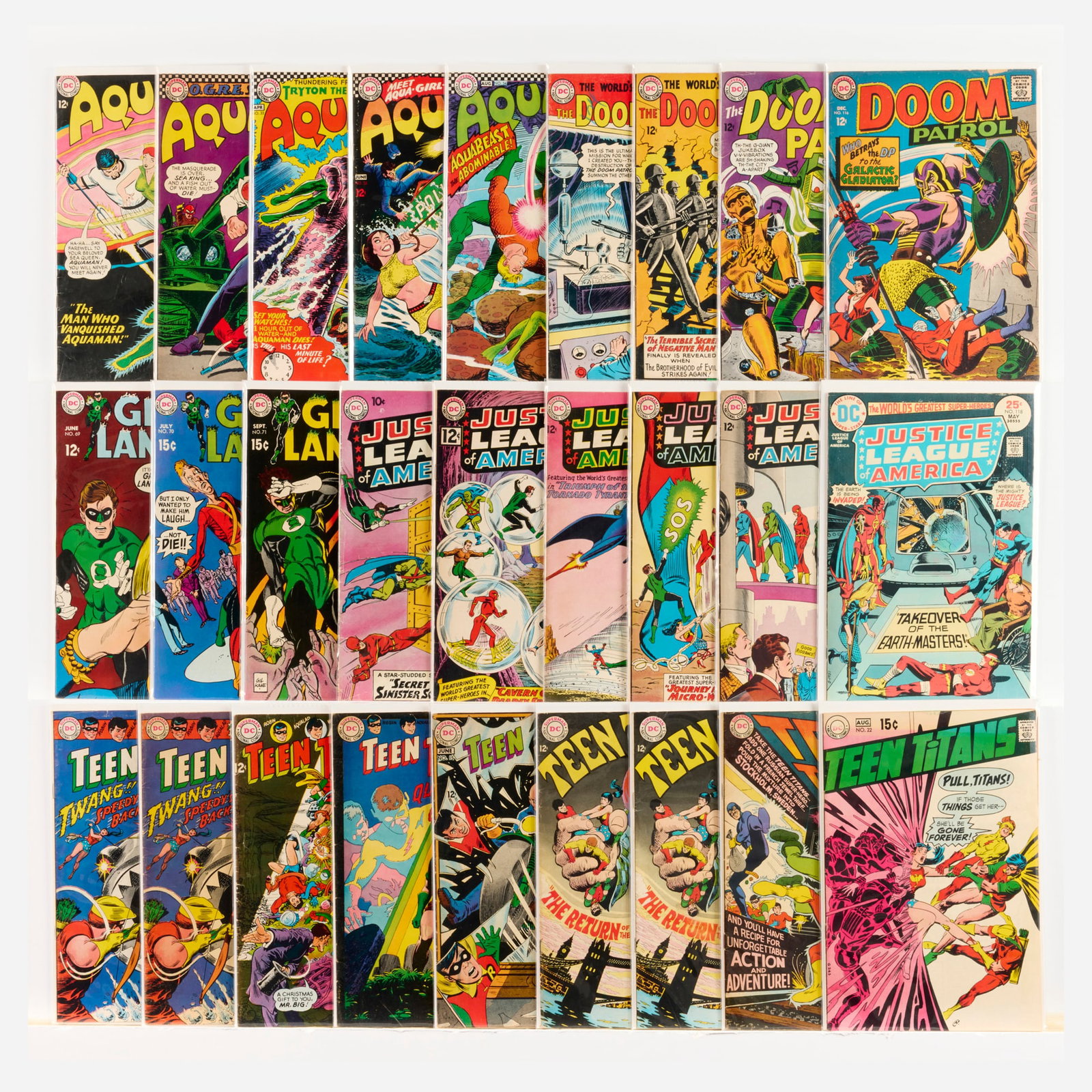 27 DC Comics Mixed Title Group: 27 DC Comics Mixed Title Group USA, 20th Century Group includes: DC Comics Aquaman #17 94.0-5.0), #31-#34 (Grades range 5.0-7.0); Doom Patrol #86, #87, #96, #116 (Grades range 4.0-5.0); Green Lantern