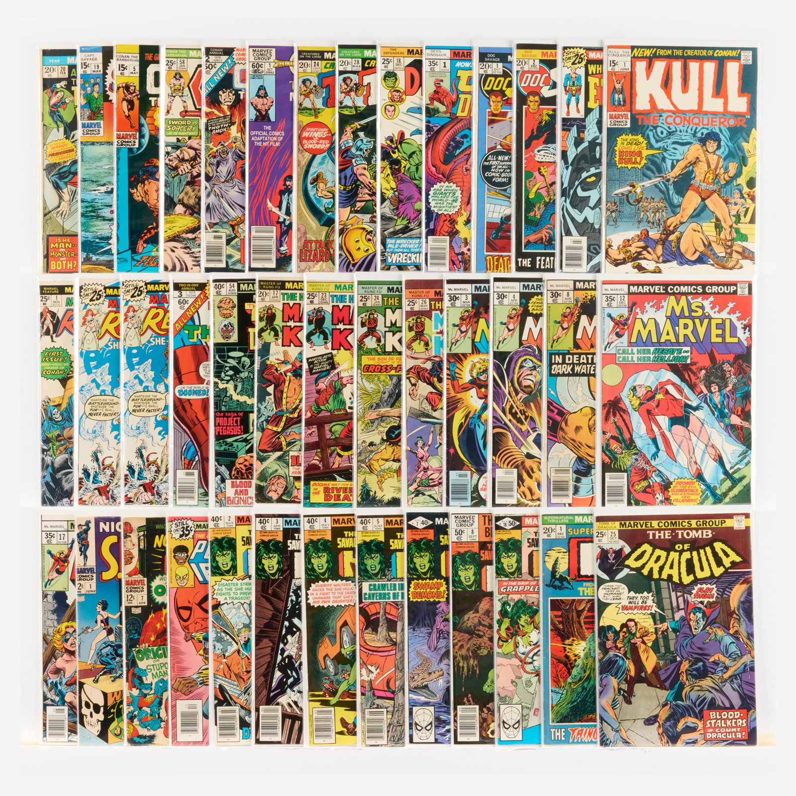 40 Marvel Comics Mixed Title Group: 40 Marvel Comics Mixed Title Group USA, 20th Century Group includes: Marvel Comics Captain Savage #19 (3.0-5.0 centerfold detached); Conan the Barbarian #5 (5.0-7.0), #58 (3.0-5.0); Conan the