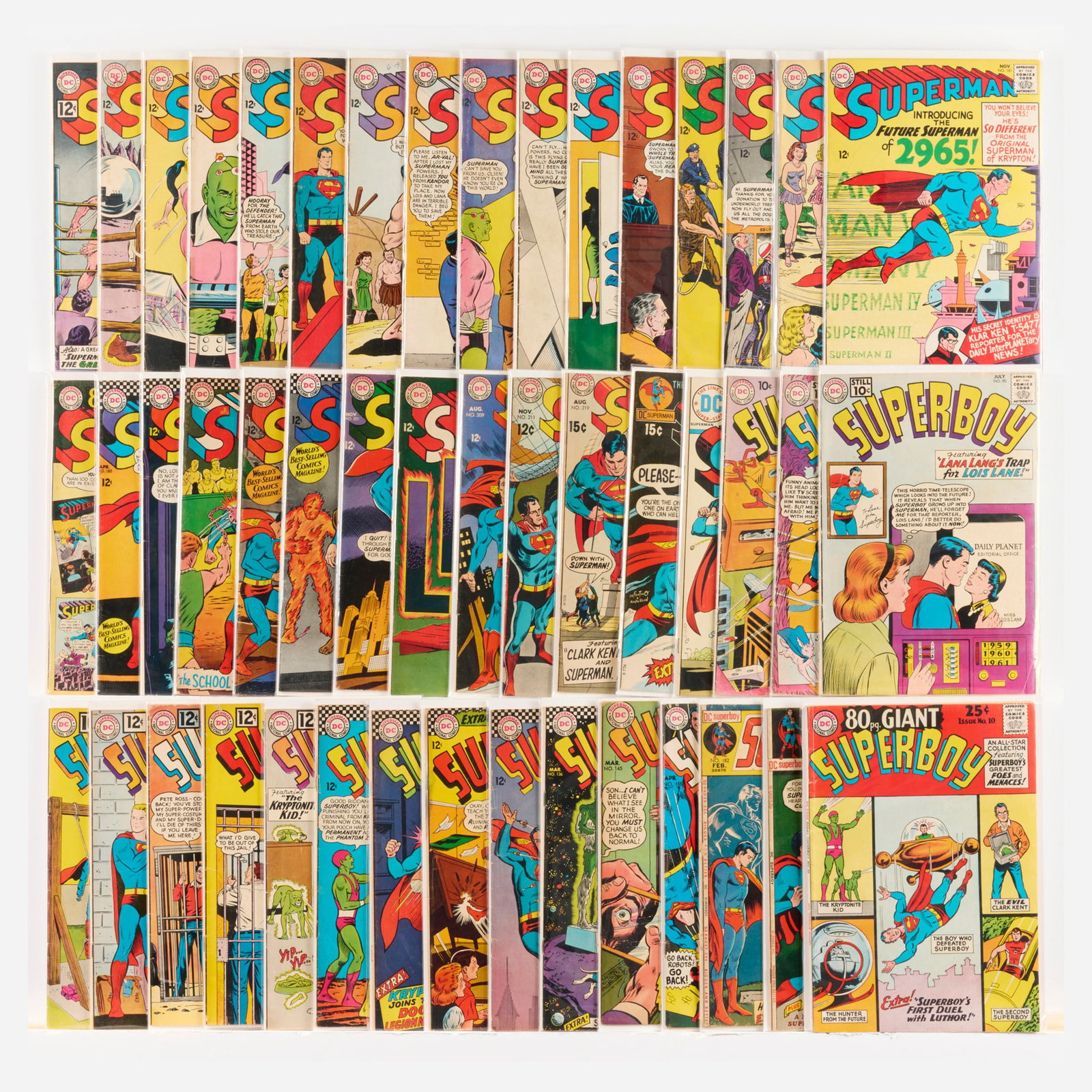 47 DC Comics Superboy and Superman Group: 47 DC Comics Superboy and Superman Group USA, 20th Century Group includes: DC Comics Superboy #85, #87 (Grades range 2.0-2.5), #90, #92, #94, #96 (Grades range 3.0-5.0), #97 (2.5-3.5), #99 (3.0-3.5), 