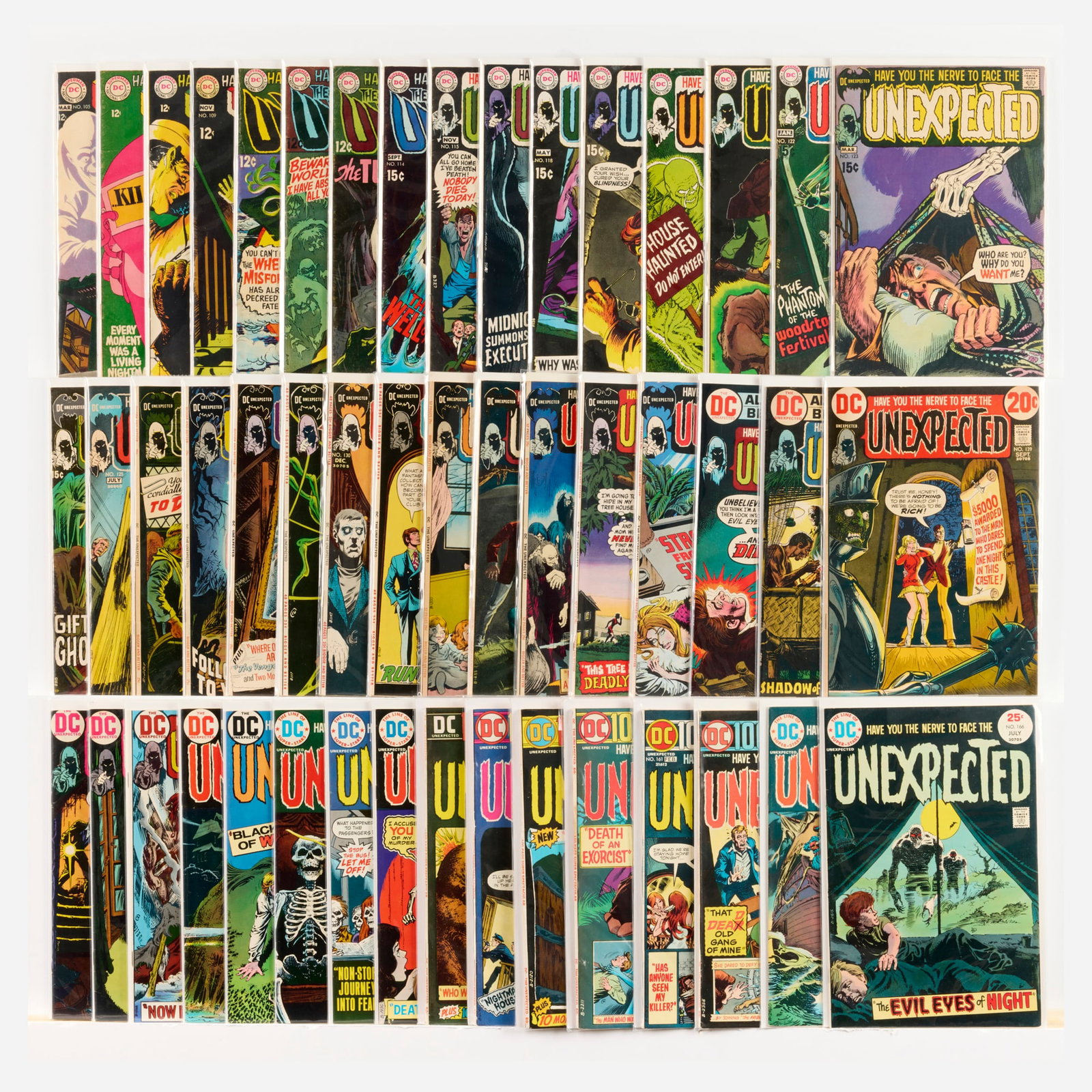 48 DC Comics Unexpected #105-#166 Group: 48 DC Comics Unexpected #105-#166 Group USA, 20th Century Group includes: DC Comics Unexpected 3105, #107-#109, #111, #112 (Grades range 4.0-6.0), #113-#115, #117 (Grades range 3.0-5.0), #118-#142,