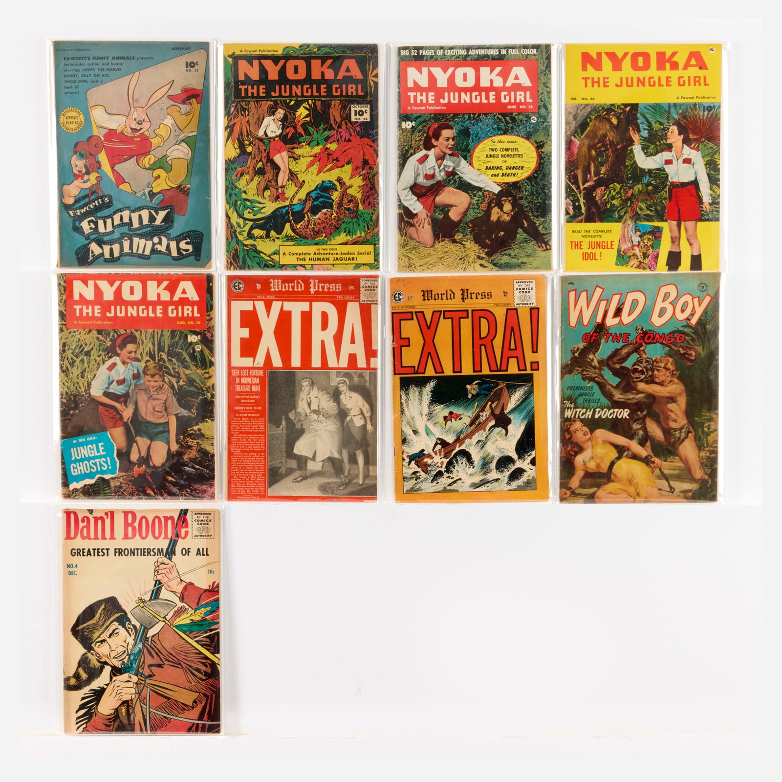 9 Mixed Publisher Mixed Title Group: 9 Mixed Publisher Mixed Title Group USA, 20th Century Group includes: E.C. Comics Extra #2 (3.0-3.5), #5 (1.8-2.0); Fawcett Publications Funny Animals #55 (1.5-1.8); Nyoka, The Jungle Girl<