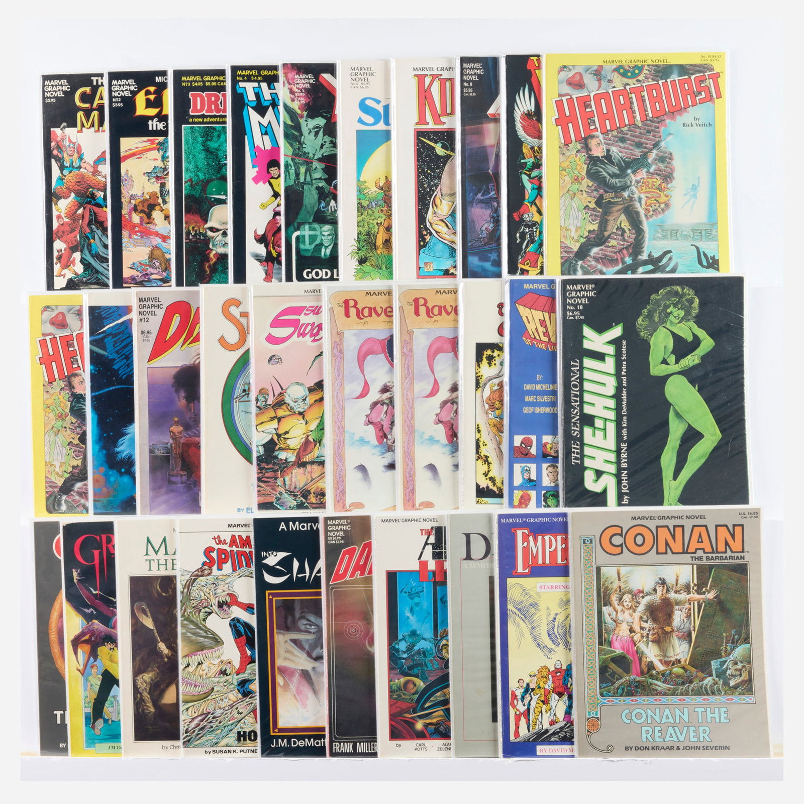 55 Marvel Comics Marvel Graphic Novel #1-#72 Group: 55 Marvel Comics Marvel Graphic Novel #1-#72 Group USA, 20th Century Group includes: DC Comics DC Graphic Novel #1; Marvel Comics Marvel Graphic Novel #1 (3rd print), #2-#9, #10 (x2), #11-#14,