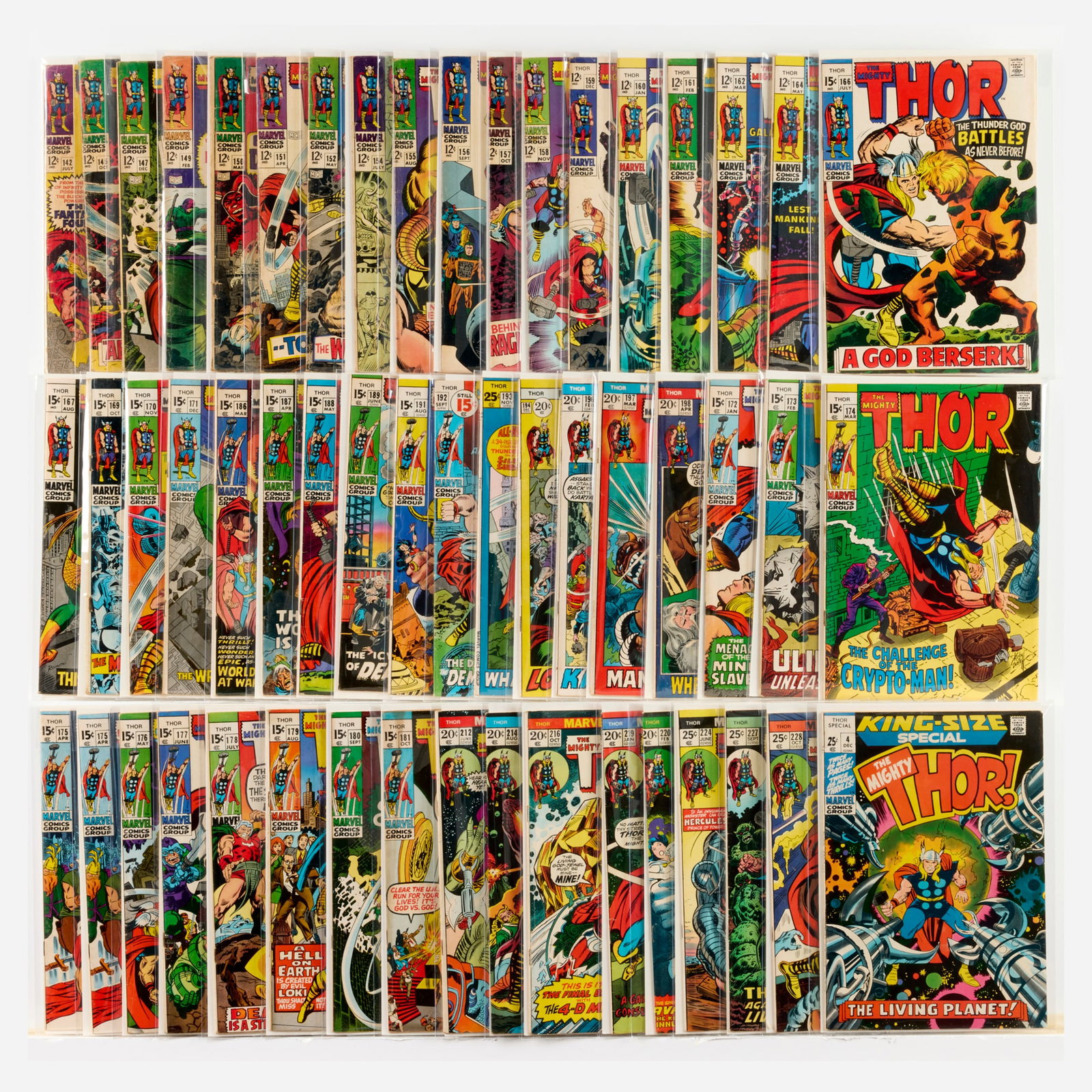 53 Marvel Comics Thor #142-#228 Group: 53 Marvel Comics Thor #142-#228 Group USA, 20th Century Group includes: Marvel Comics Thor #142, #145, #147, #149-#152, #154, #155 (Grades range 2.0-4.0), #156-#162, #164, #166, #167, #169-#174, #175 