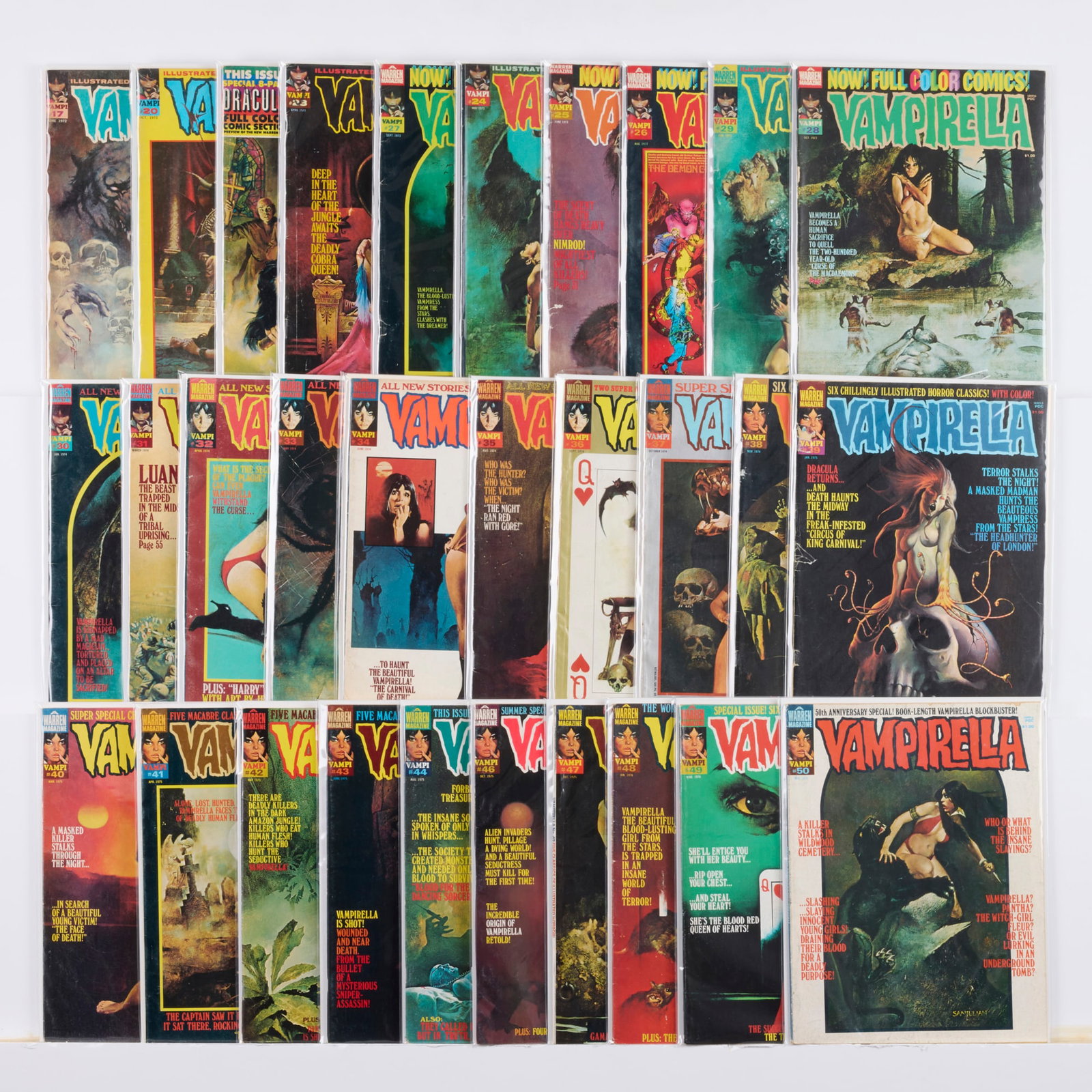 70 Warren Publishing Vampirella Magazine #17-#110 Group: 70 Warren Publishing Vampirella Magazine #17-#110 Group USA, 20th Century Group includes: Warren Publishing Vampirella Magazine #17, #20, #22-#44, #46-#57, #59, #62, #65-#68, #71-#73, #75-#80, #82-#84