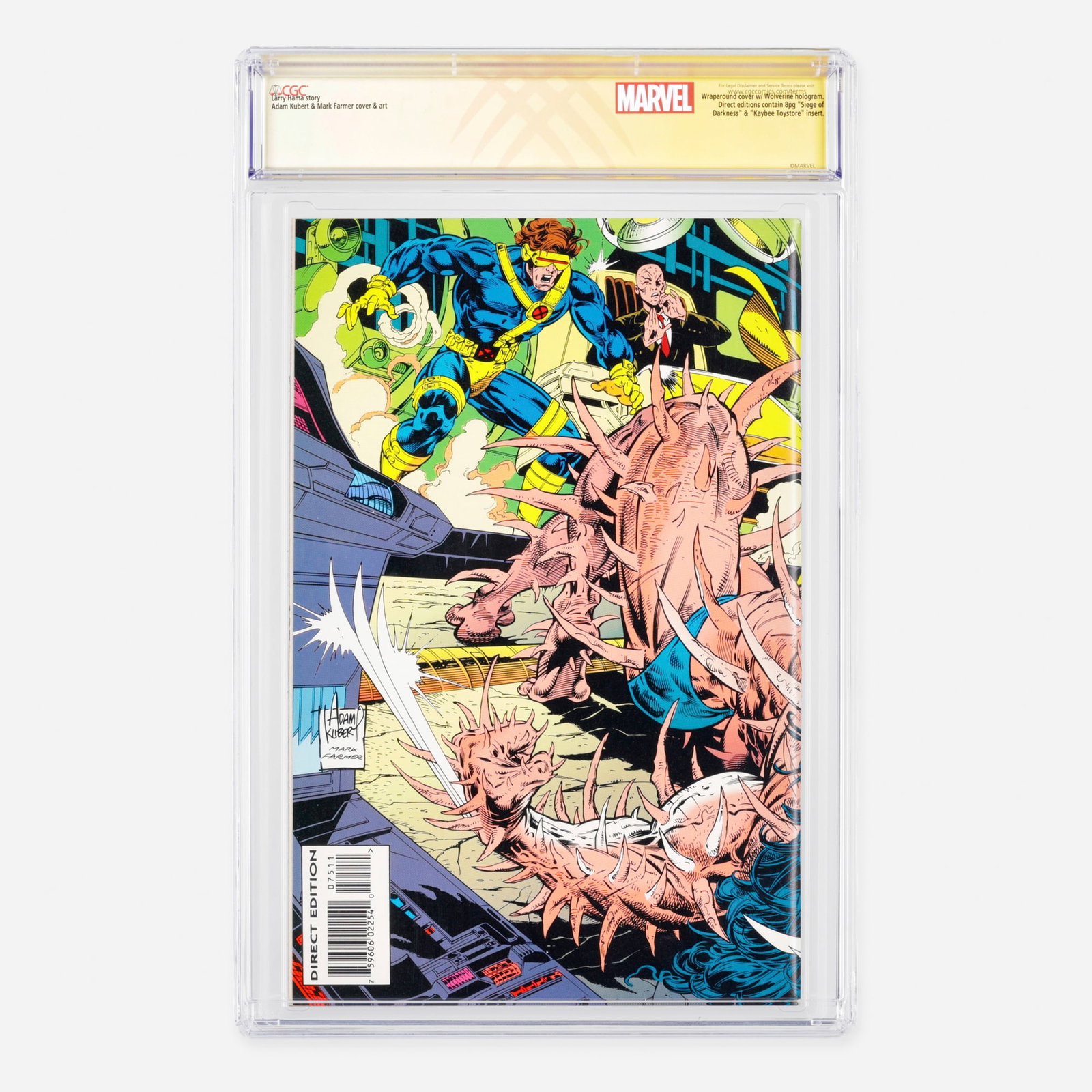 Marvel Comics Wolverine #75 CGC 9.8 Signature Series Adam Kubert: Marvel Comics Wolverine #75 CGC 9.8 Signature Series Adam Kubert USA, 1993 This Modern Age issue features a wraparound cover with a Wolverine hologram, with direct editions containing an 8 page