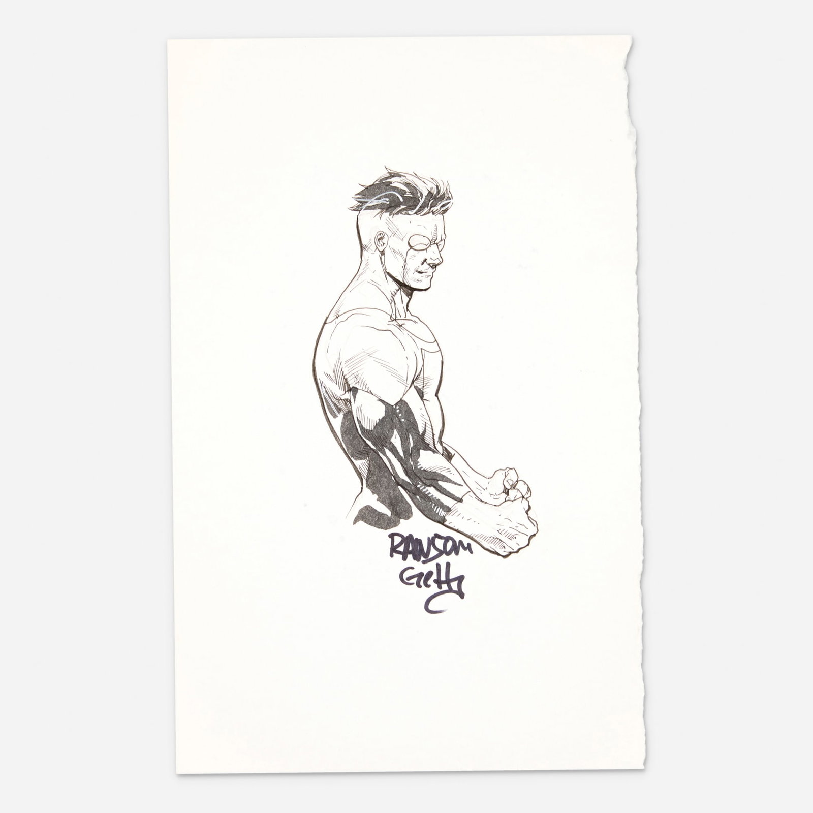 Ransom Getty, Invincible Original Art Illustration: Ransom Getty Invincible Original Art Illustration pencil and ink on Bristol board 11 h x 7 w in (28 x 18 cm) This original illustration features detailed pencil and ink work by artist Ransom Getty. Th