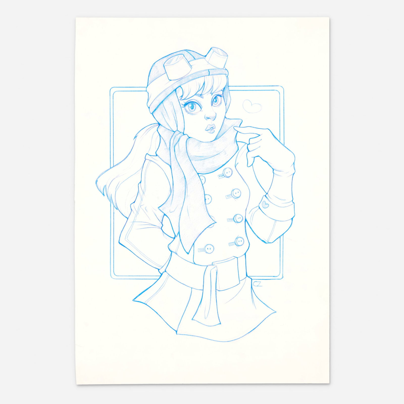 Chrissie Zullo-Uminga, Penelope Pitstop Original Art Illustration: Chrissie Zullo-Uminga Penelope Pitstop Original Art Illustration colored pencil on paper 12 h x 9 w in (30 x 23 cm) This original illustration features soft blue colored pencil work by artist Chrissie