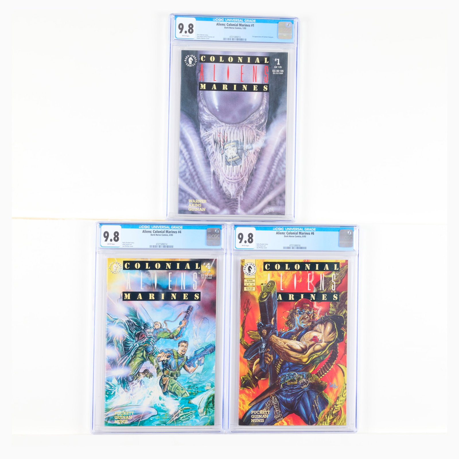 3 Dark Horse Comics Aliens: Colonial Marines #1, #4 and #6 CGC 9.8 Group (1 of 2)