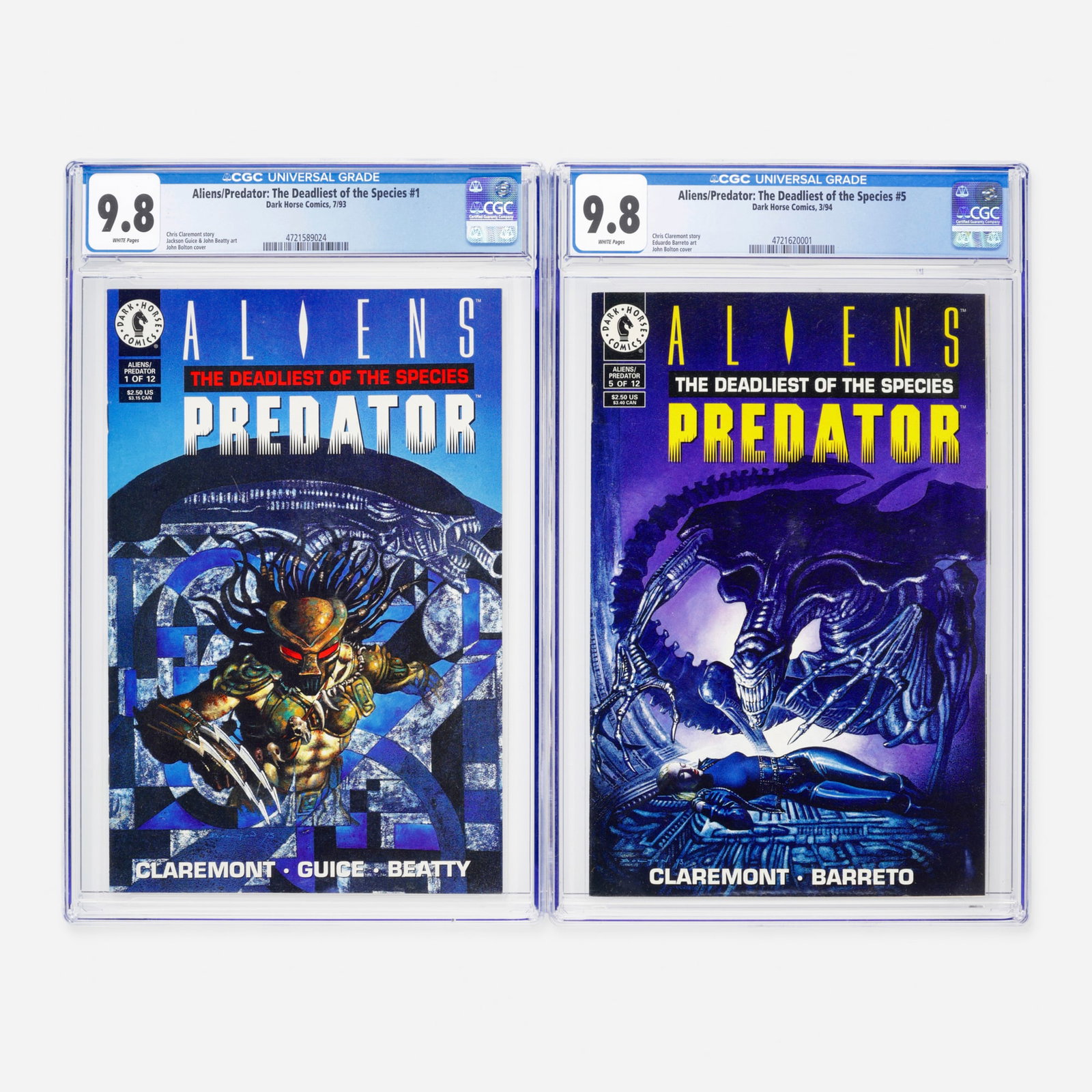 2 Dark Horse Comics Aliens/Predator: The Deadliest of the Species #1 and #5 CGC 9.8 Group (1 of 2)