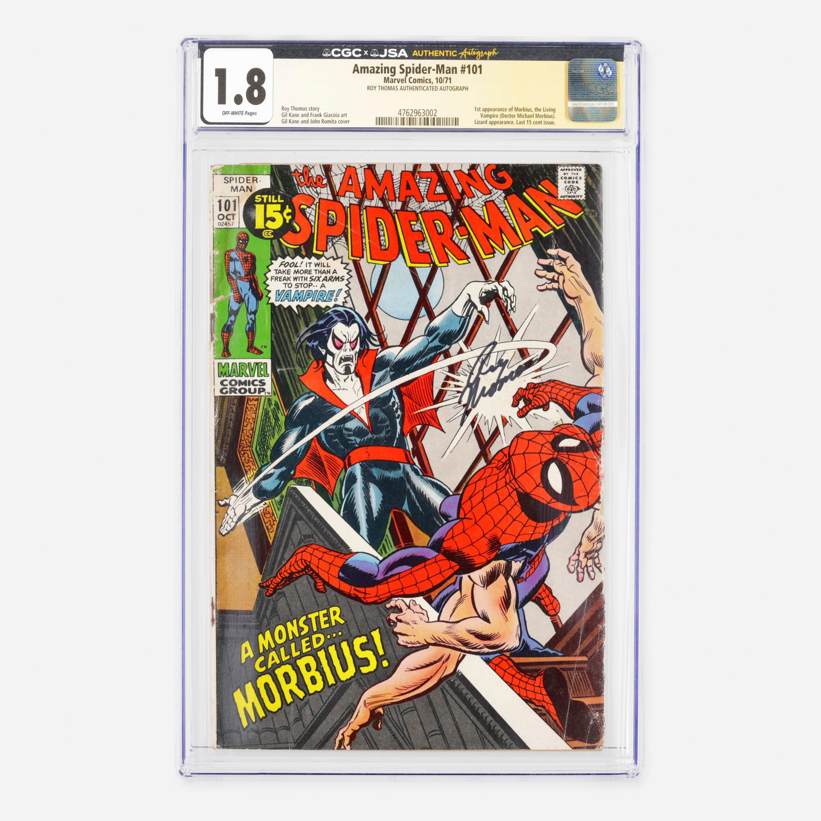 Marvel Comics Amazing Spider-Man #101 CGC 1.8 JSA Roy Thomas (1 of 2)