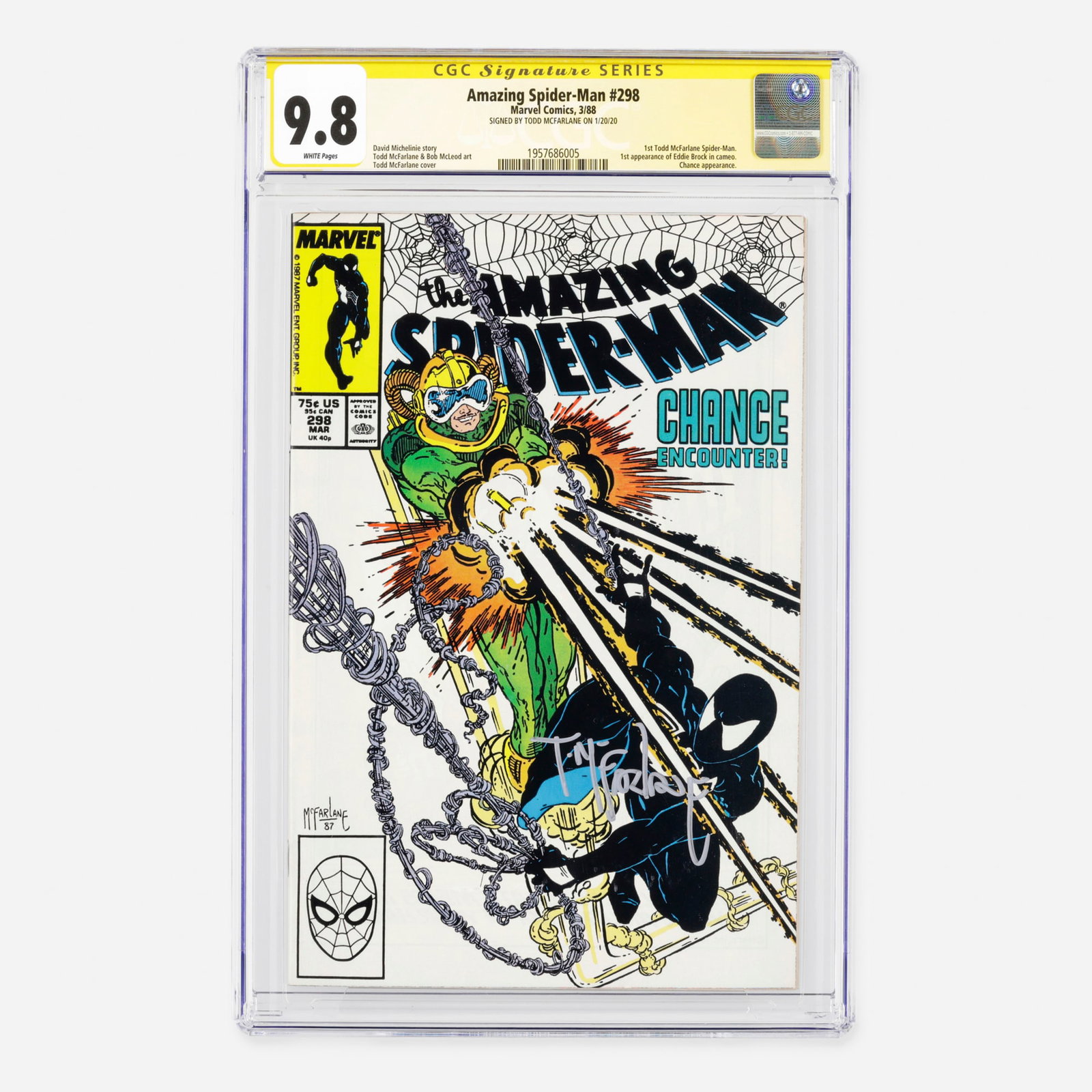 Marvel Comics Amazing Spider-Man #298 CGC 9.8 Signature Series Todd McFarlane (1 of 2)