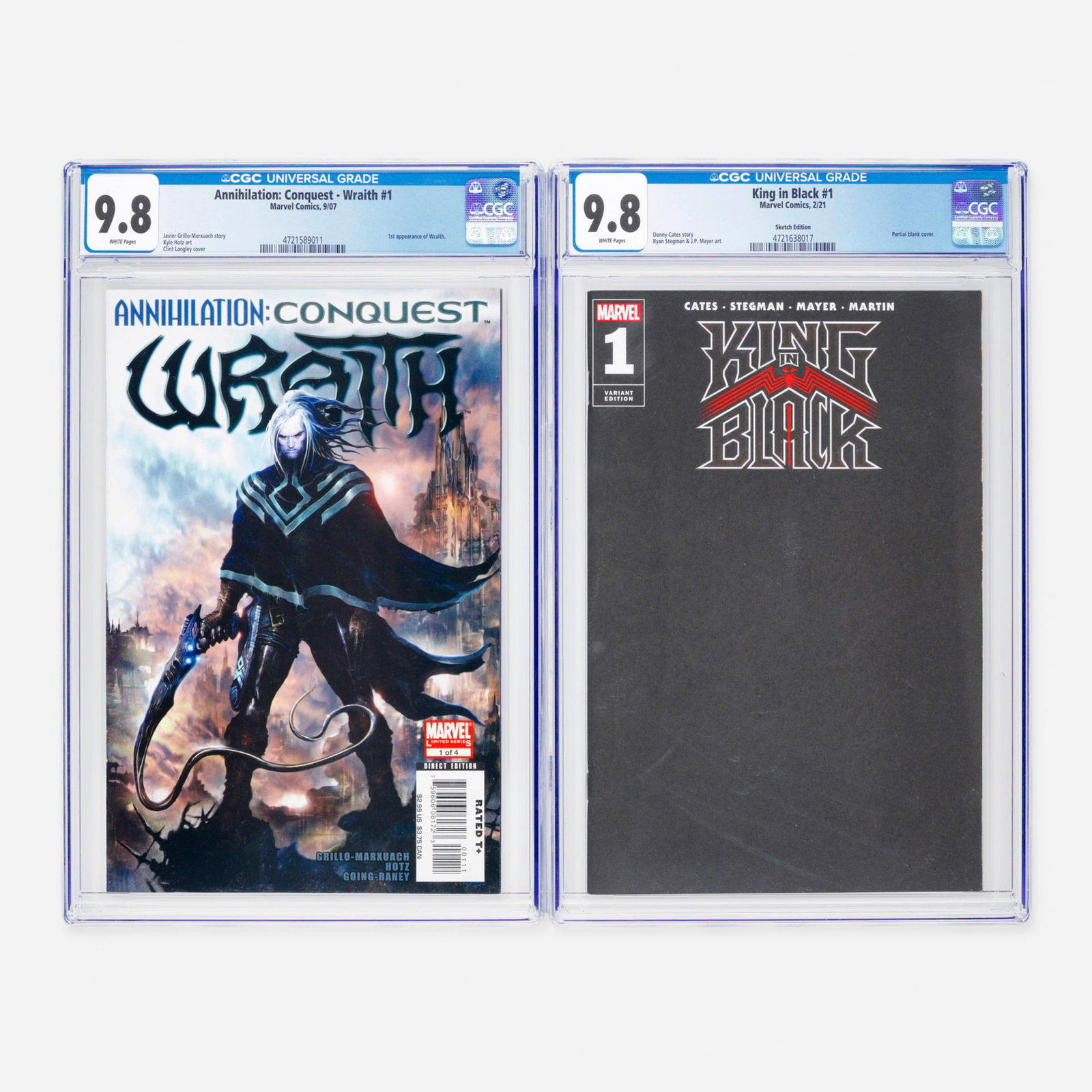 2 Marvel Comics Annihilation: Conquest - Wraith #1 and King in Black #1 CGC 9.8 Group (1 of 2)