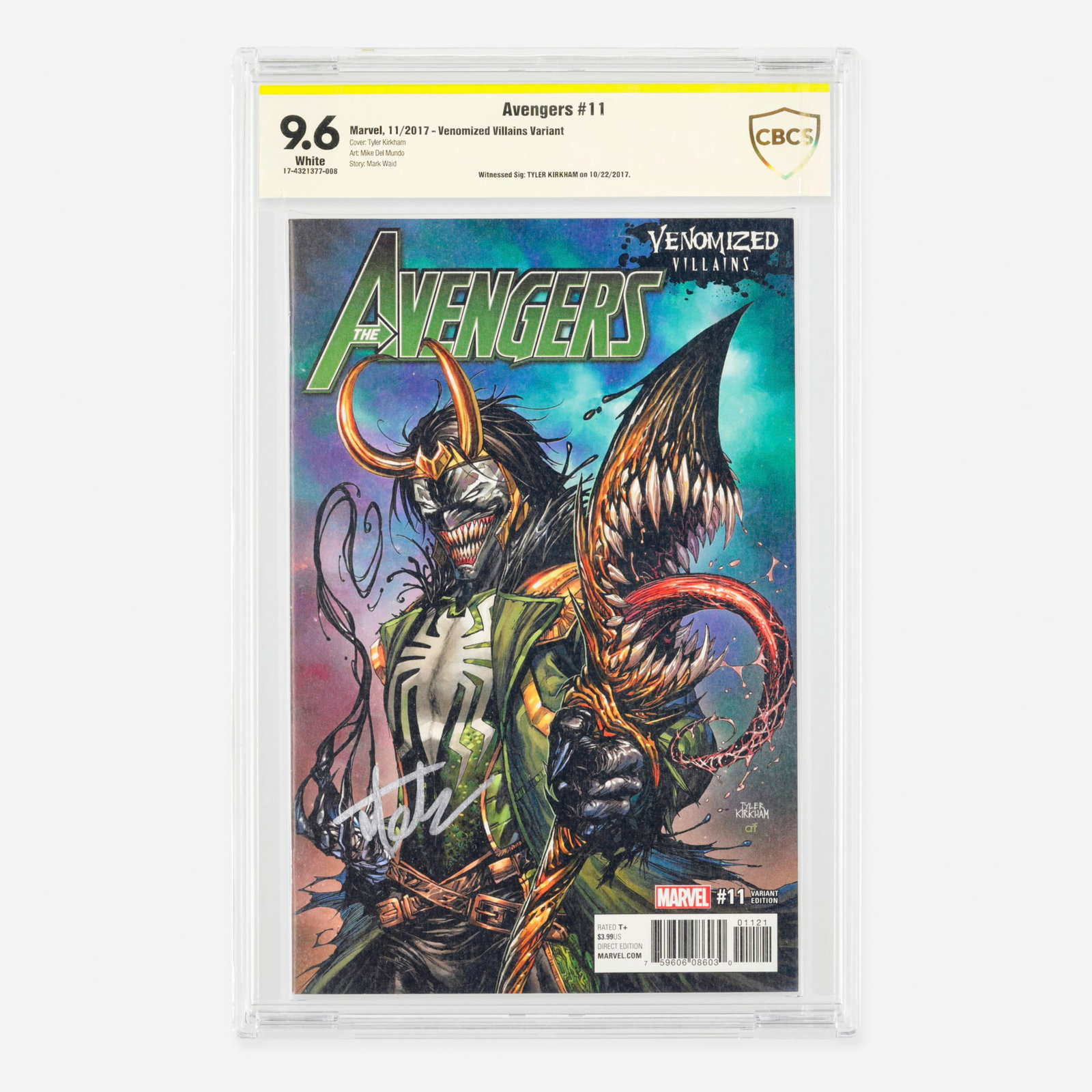 Marvel Comics Avengers #11 Venomized Villains Variant CBCS 9.6 Signed Tyler Kirkham (1 of 2)
