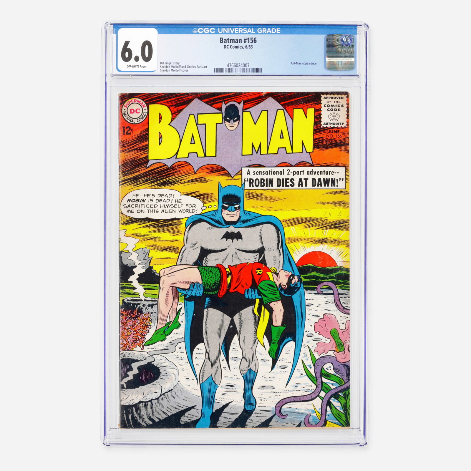 DC Comics Batman #156 CGC 6.0: DC Comics Batman #156 CGC 6.0 USA, 1963 Released during the Silver Age, this collectible issue features an appearance by Ant-Man. The narrative was written by Bill Finger, featuring interior artwork