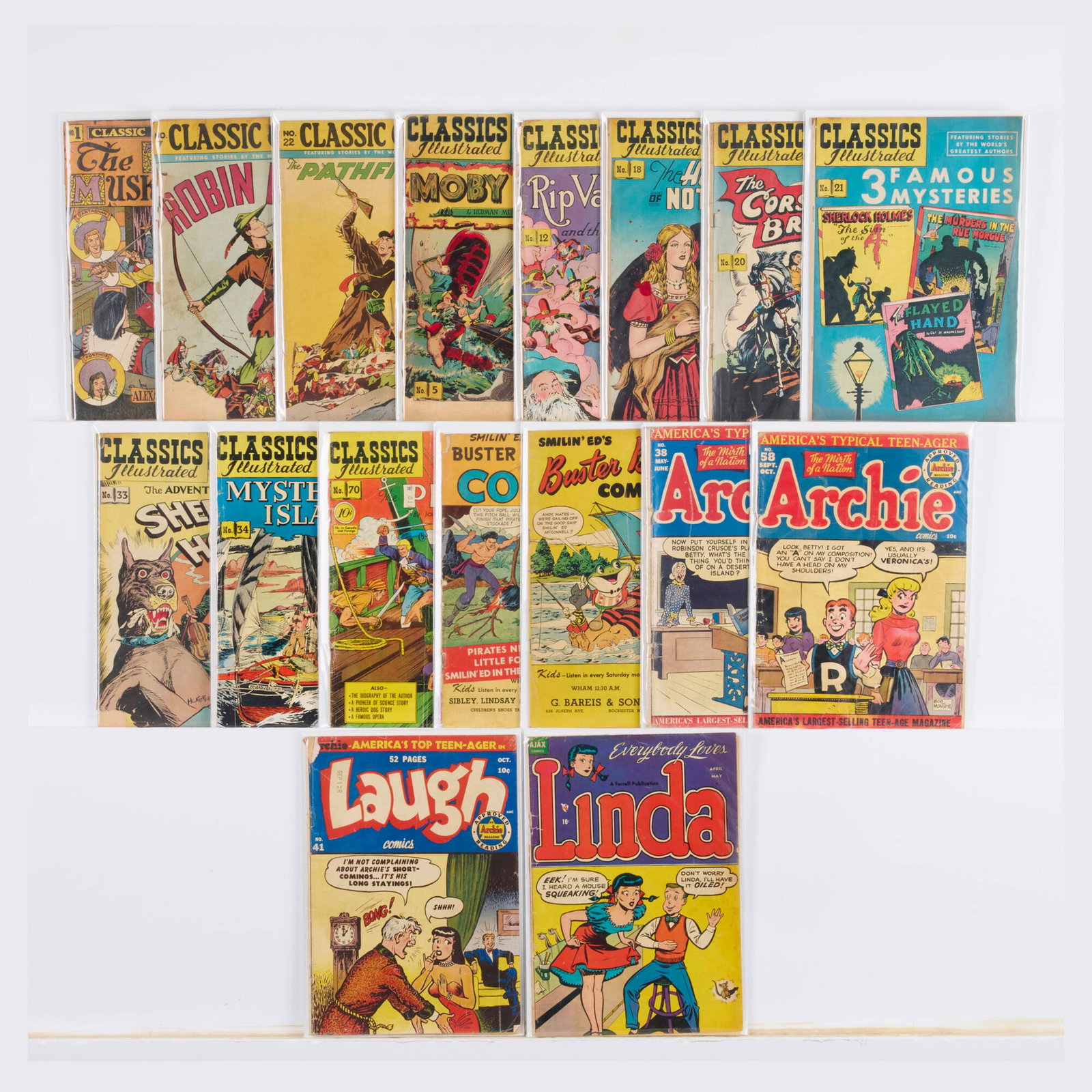 17 Golden Age Mixed Publisher Comic Group: 17 Golden Age Mixed Publisher Comic Group USA, 20th Century Group includes: Archie Publications Archie Comics #38 (1.5), #58 (1.5-2.5); Laugh #41 (1.8) Brown Shoe Co. Buster Brown Comics #10, #21